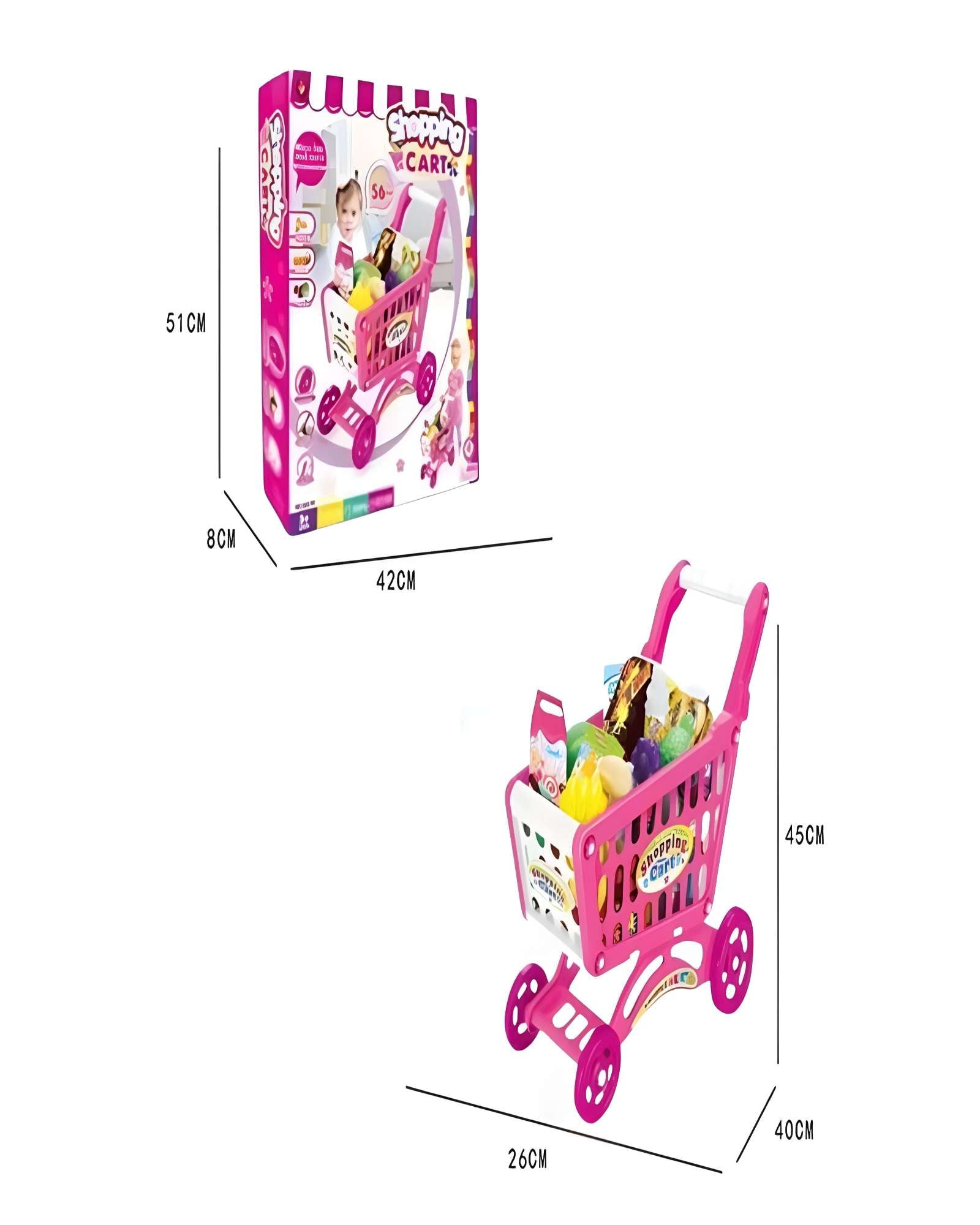 JUGUETE CARRITO DE COMPRAS 56 PZAS ROSADO - 3
