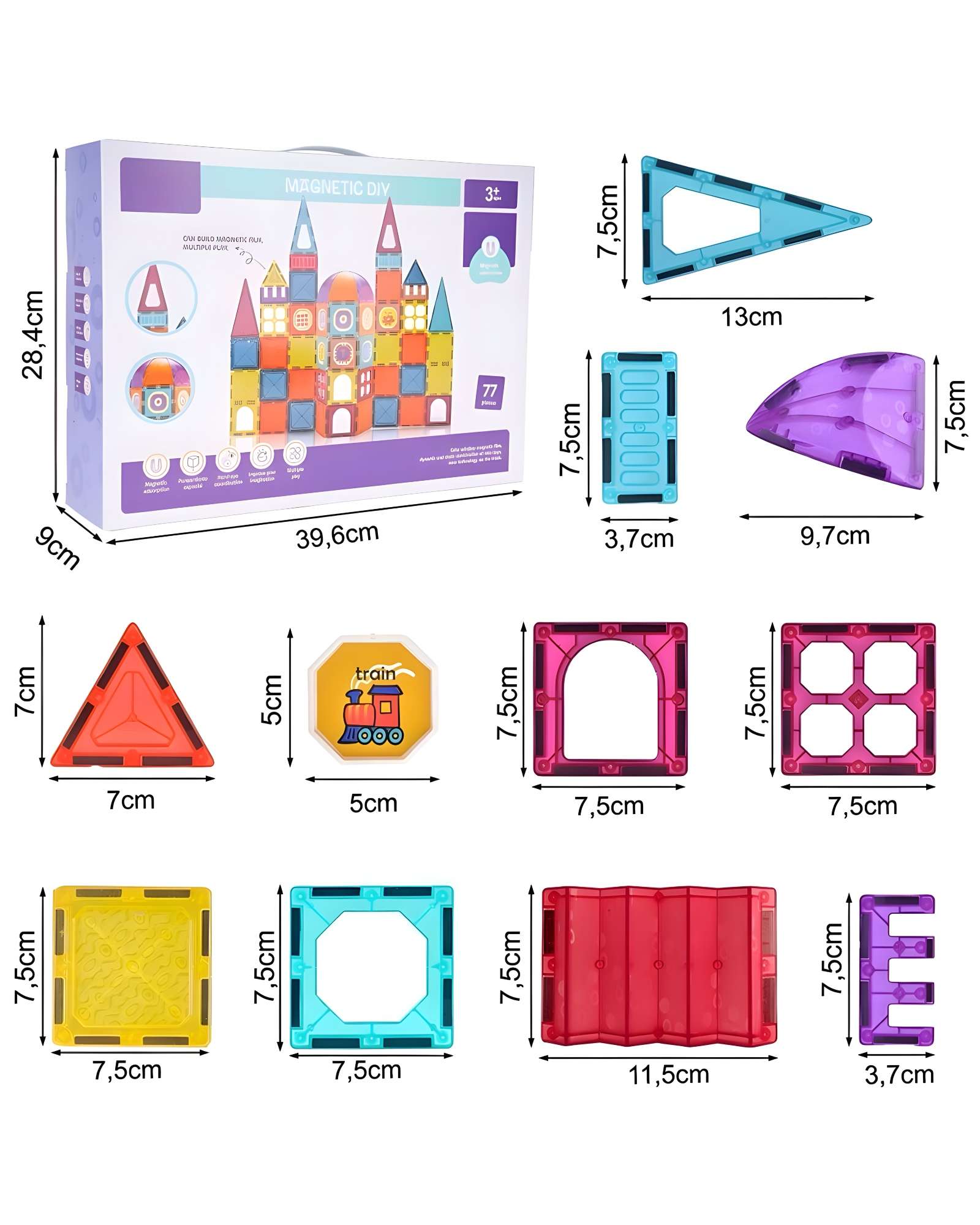 BLOCK MAGNETICO CASTILLO 77 PIEZAS MULTICOLOR - 2