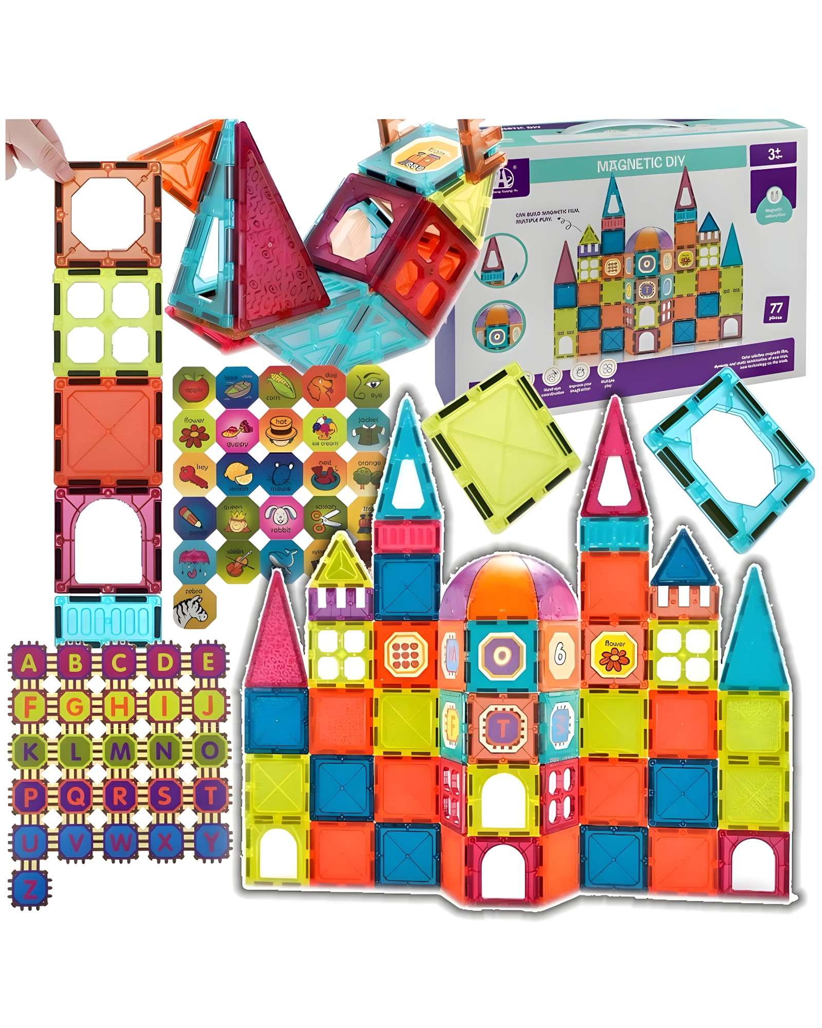 BLOCK MAGNETICO CASTILLO 77 PIEZAS MULTICOLOR - 3