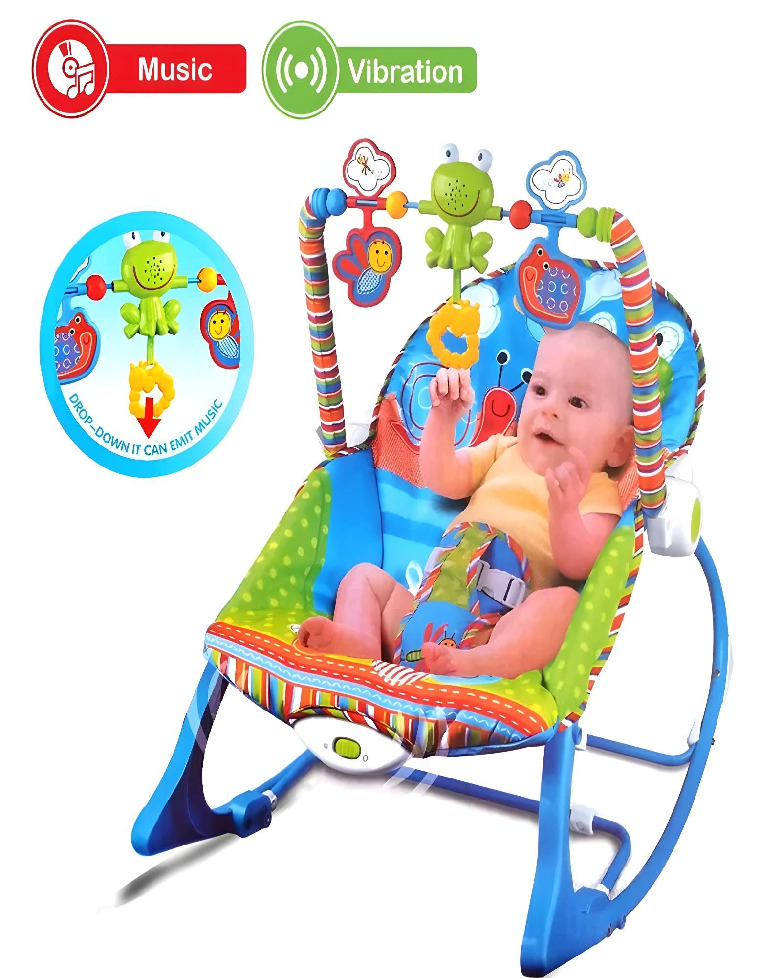 SILLA MECEDORA PARA BEBÉ CON VIBRACION AZUL - 2