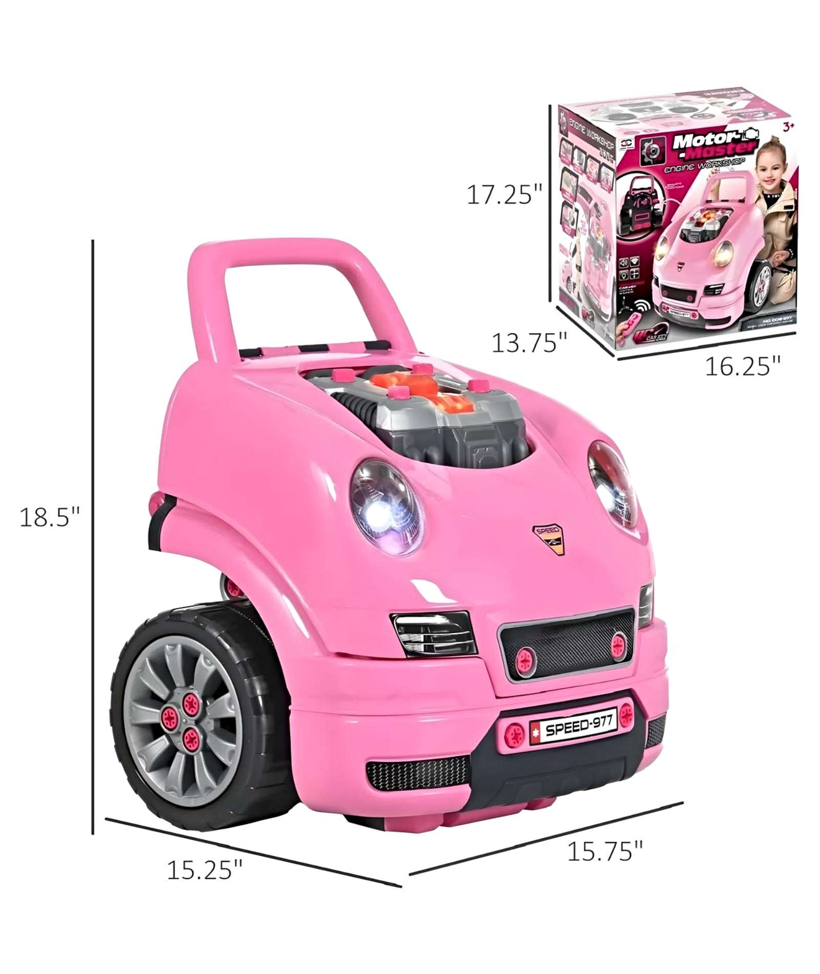 JUGUETE AUTO PARA REPARAR CON LUCES SONIDOS Y ACCESORIOS ROSA - 1