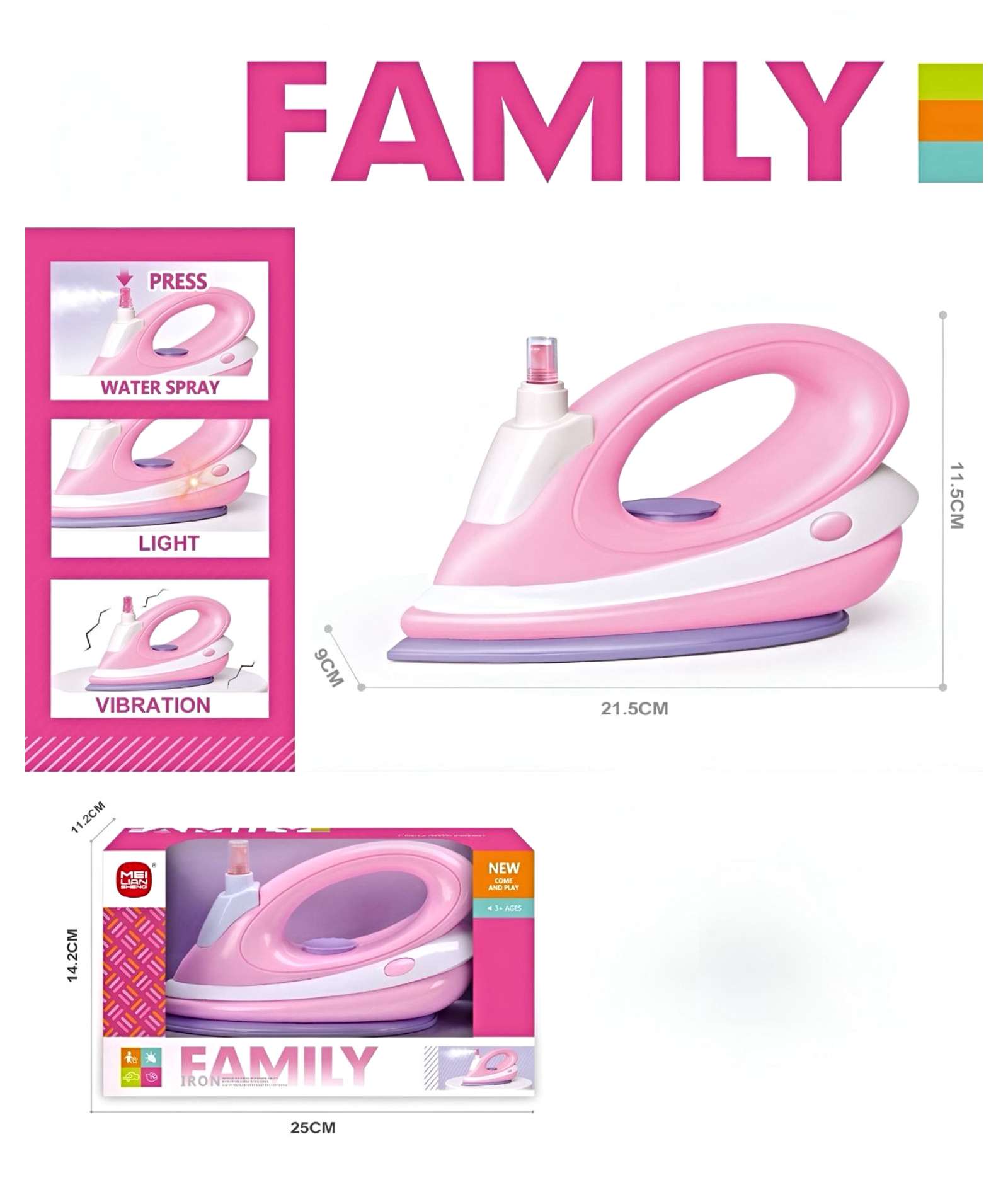 JUGUETE PLANCHA DE ROPA CON LUZ Y SONIDO PARA NIÑAS - 4
