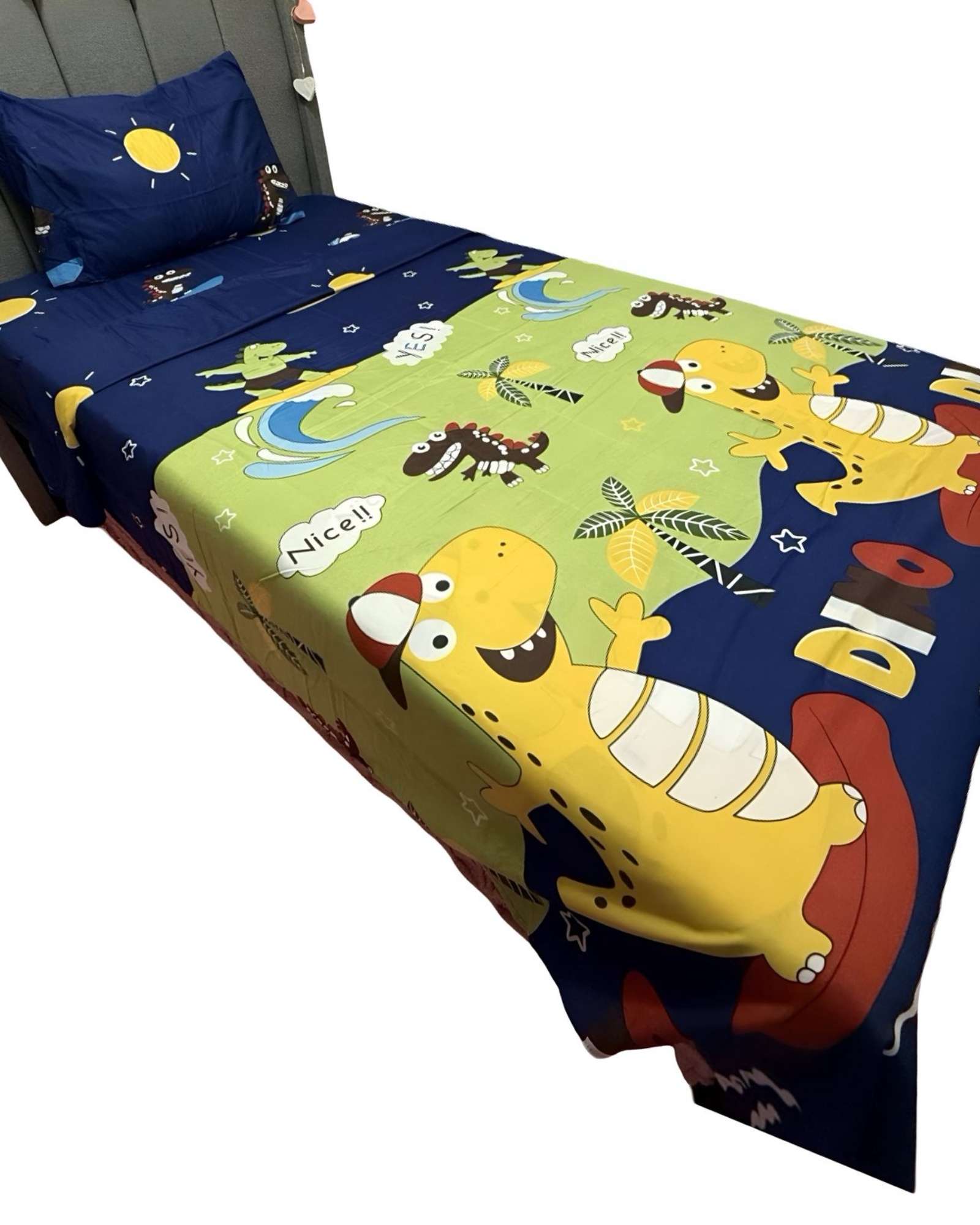 SET DE  SÁBANAS NIÑA NIÑO INFANTIL 1 PLAZA DINO - 2