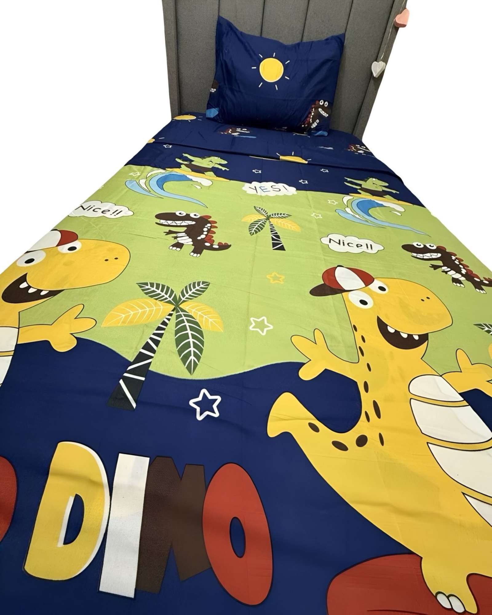 SET DE  SÁBANAS NIÑA NIÑO INFANTIL 1 PLAZA DINO - 3