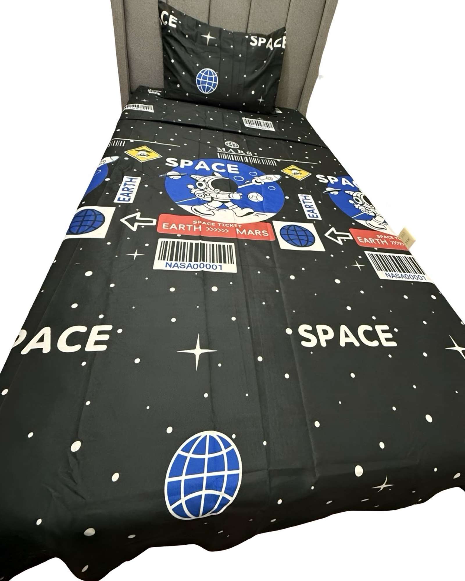 JUEGO DE SÁBANAS NIÑA NIÑO INFANTIL PLAZA Y MEDIA DISEÑO DEASTRONAUTA ESPACIO - 1