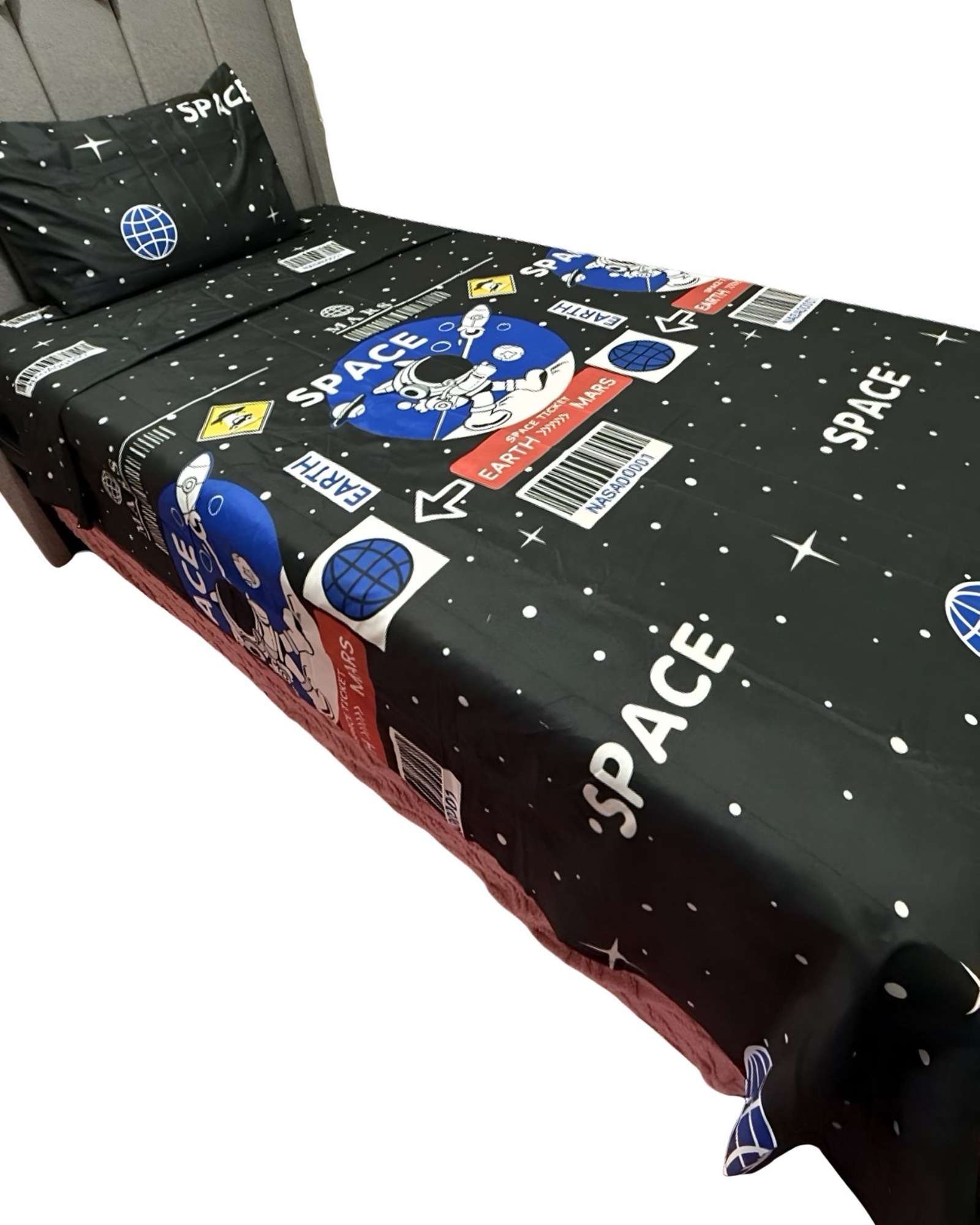 JUEGO DE SÁBANAS NIÑA NIÑO INFANTIL PLAZA Y MEDIA DISEÑO DEASTRONAUTA ESPACIO - 2