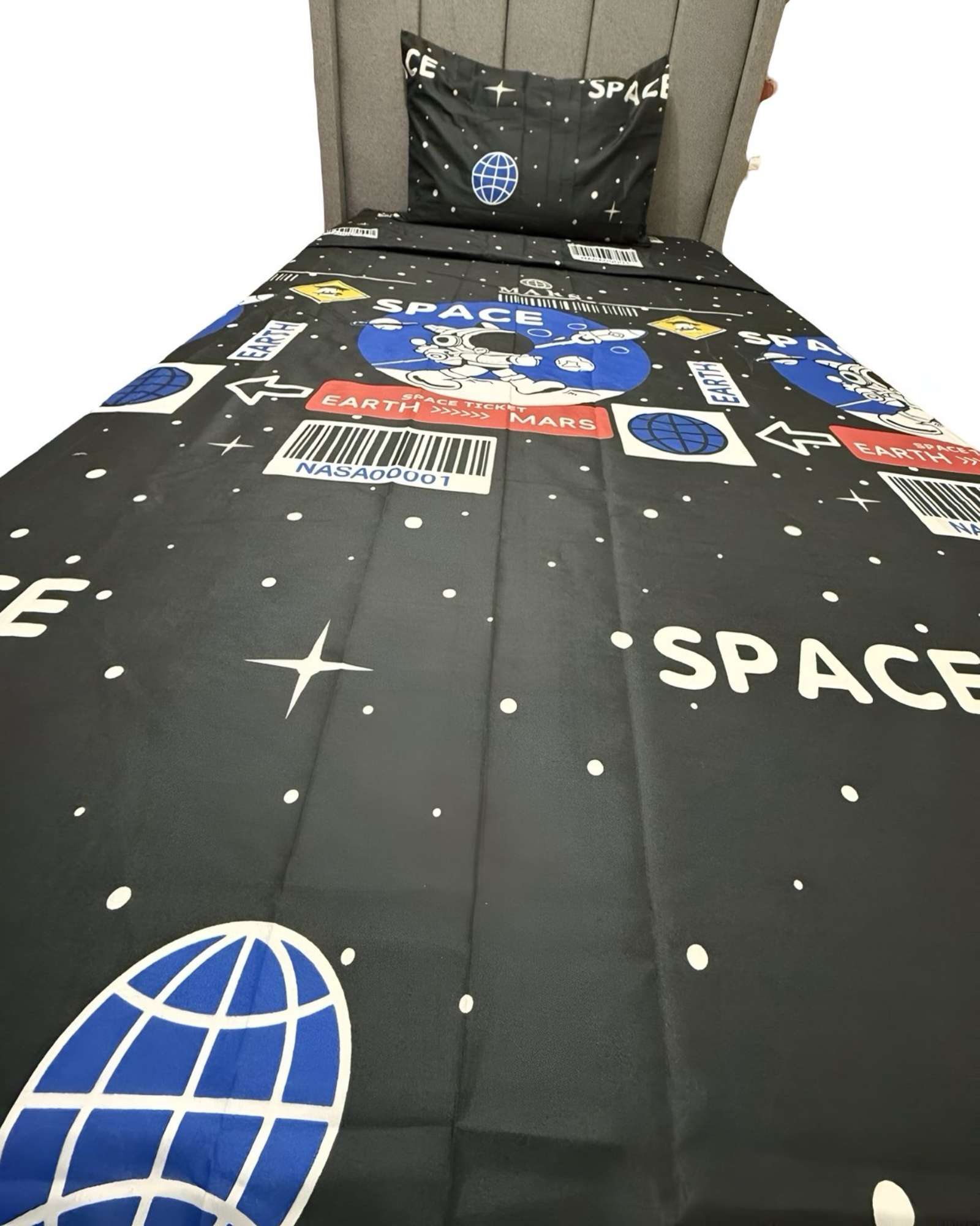 JUEGO DE SÁBANAS NIÑA NIÑO INFANTIL PLAZA Y MEDIA DISEÑO DEASTRONAUTA ESPACIO - 3