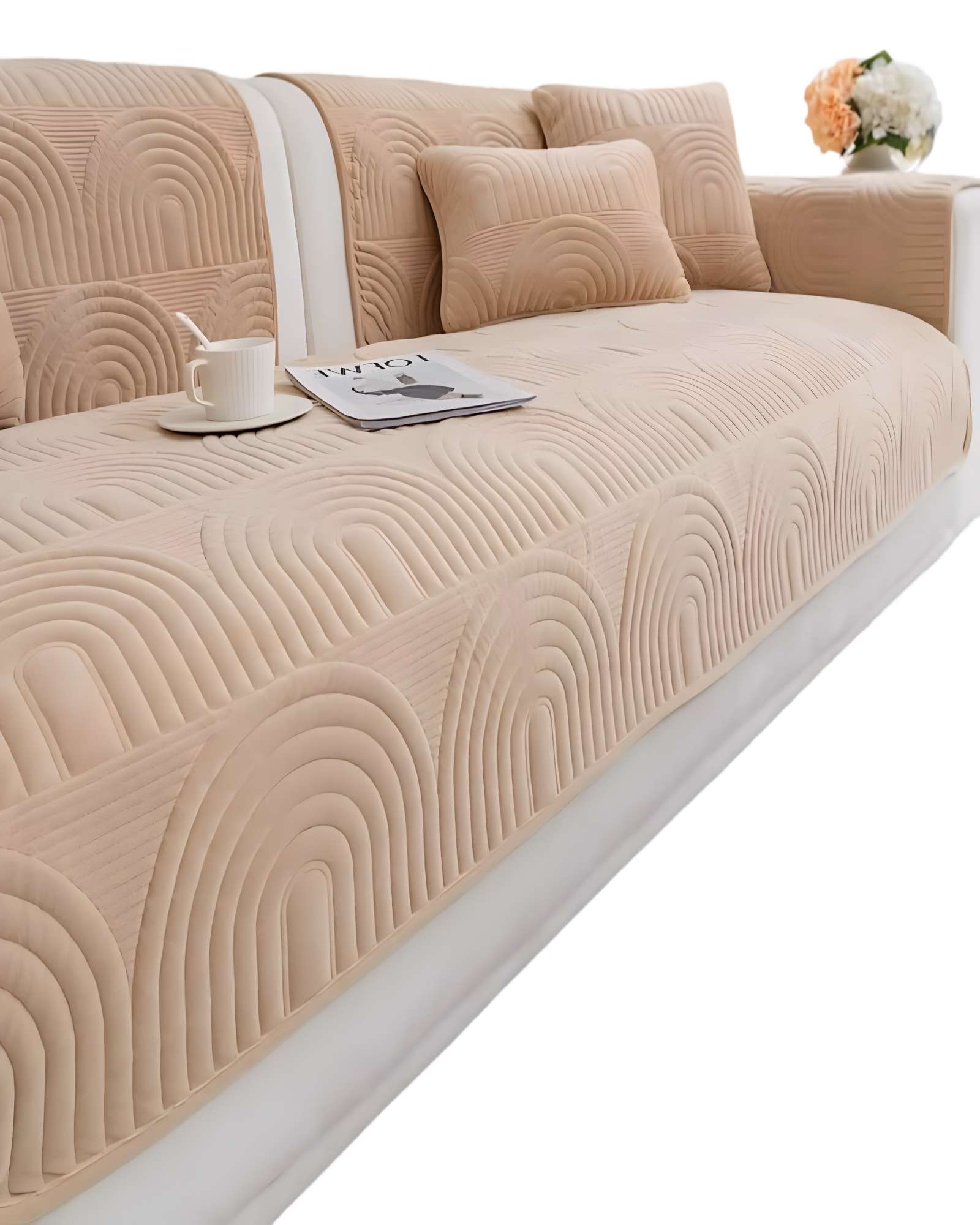 PACK DE 5 FUNDAS PARA SOFA CON DISEÑO J1 BEIGE - 2