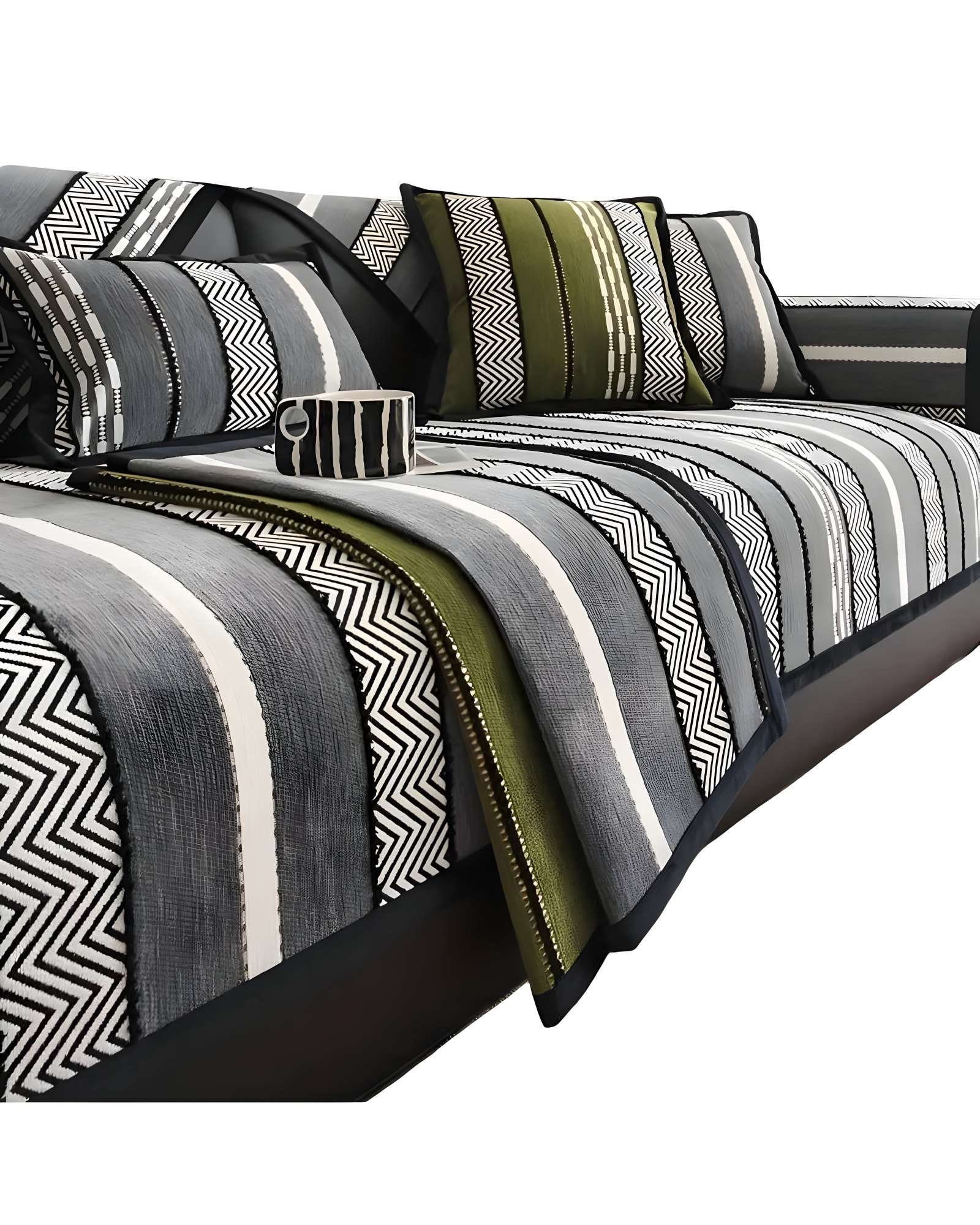 PACK DE 5 FUNDAS PARA SOFA CON DISEÑO R1 GRIS - 2