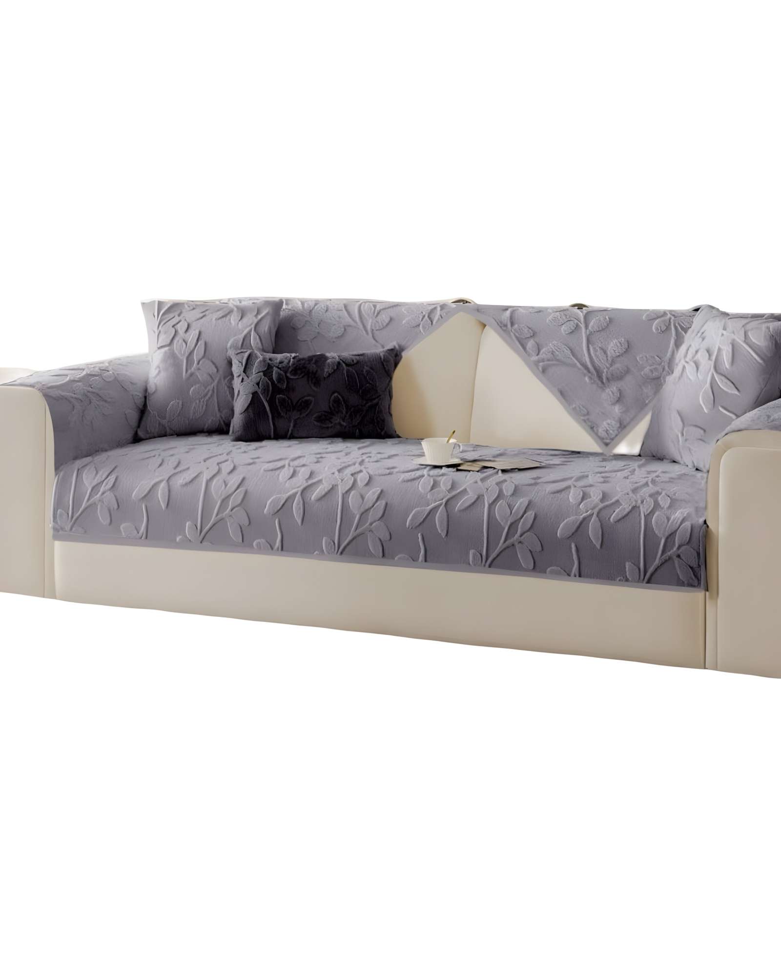PACK DE 5 FUNDAS PARA SOFA CON DISEÑO H4 GRIS CLARO - 1