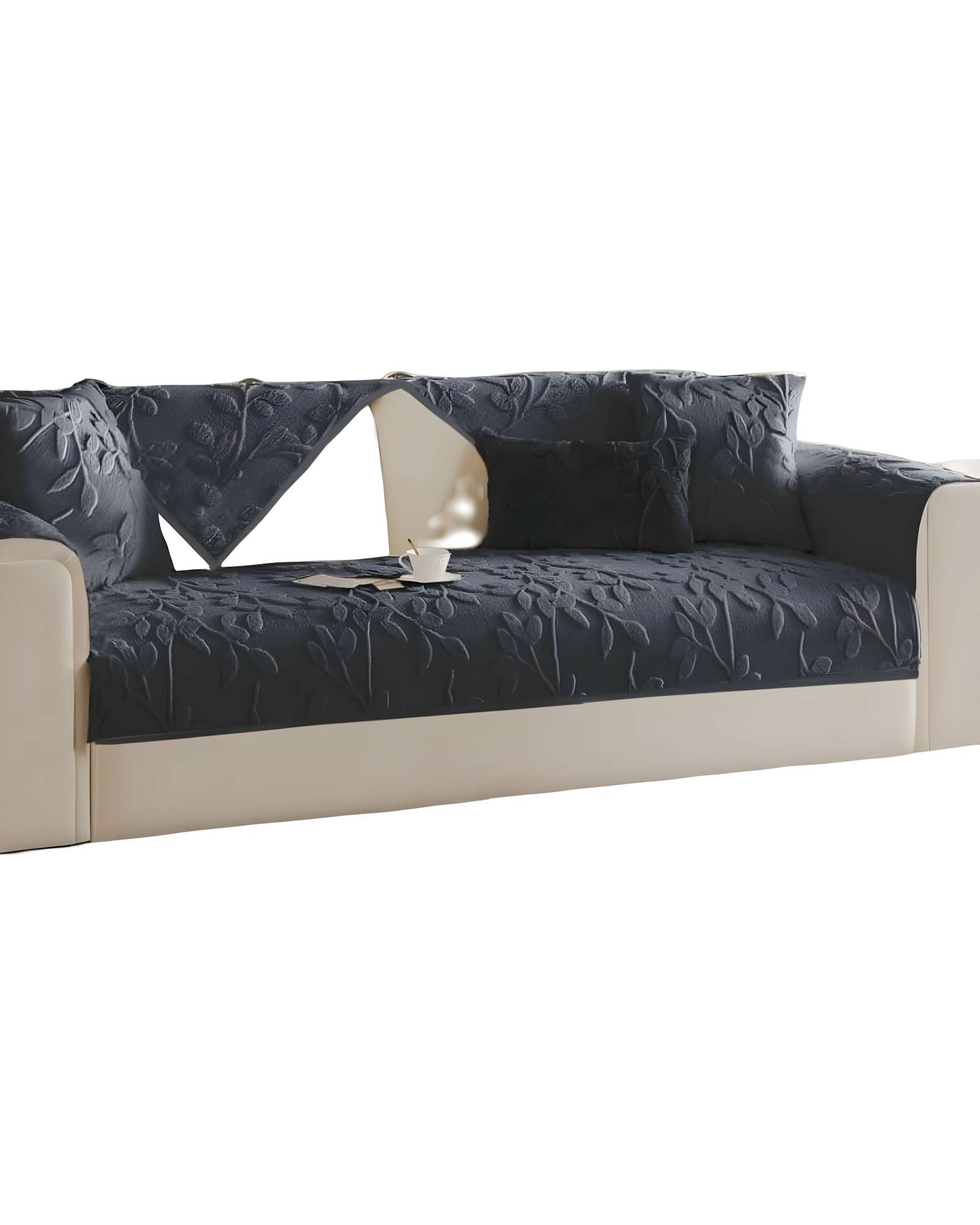PACK DE 5 FUNDAS PARA SOFA CON DISEÑO H5 GRIS OSCURO - 1