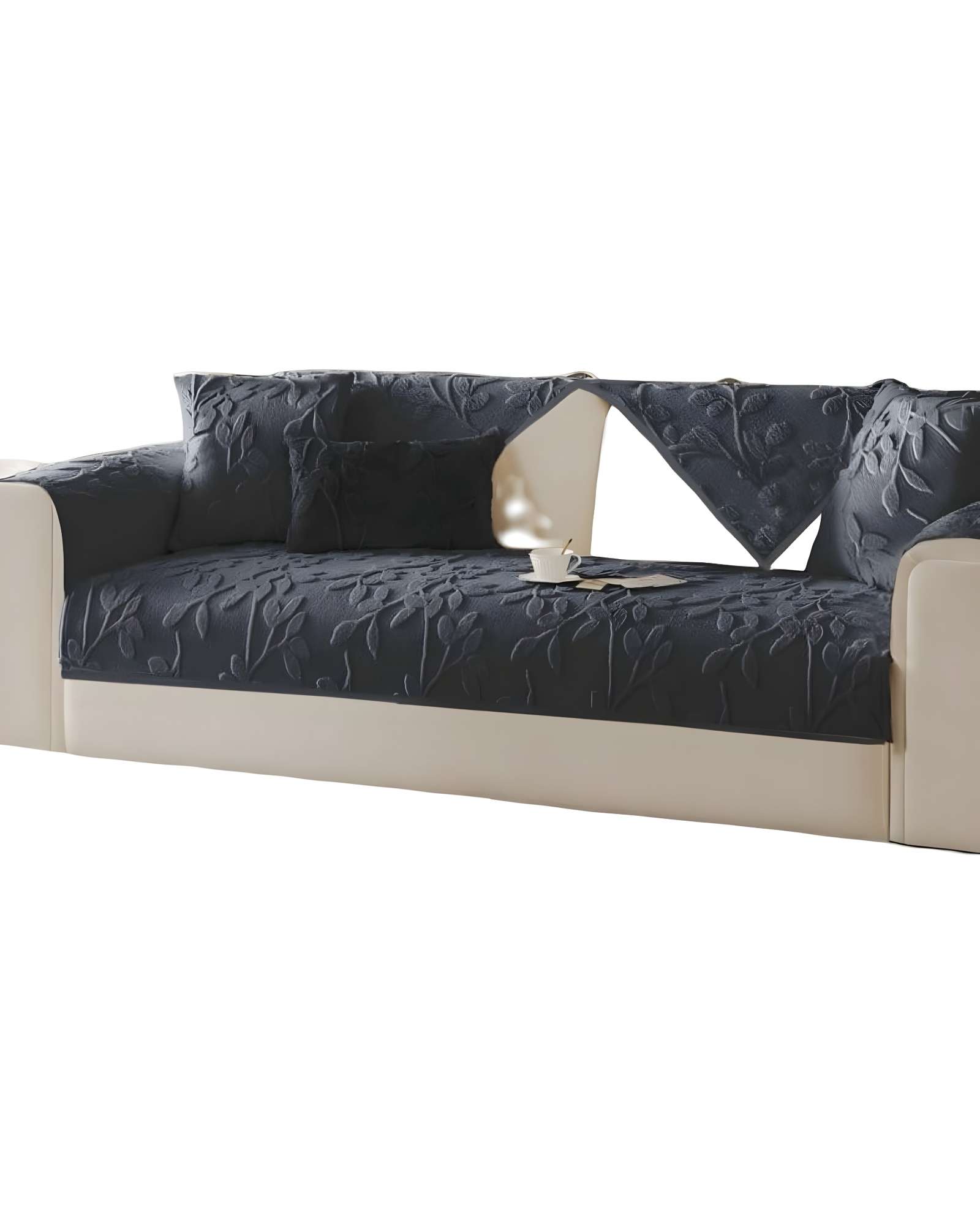 PACK DE 5 FUNDAS PARA SOFA CON DISEÑO H5 GRIS OSCURO - 2