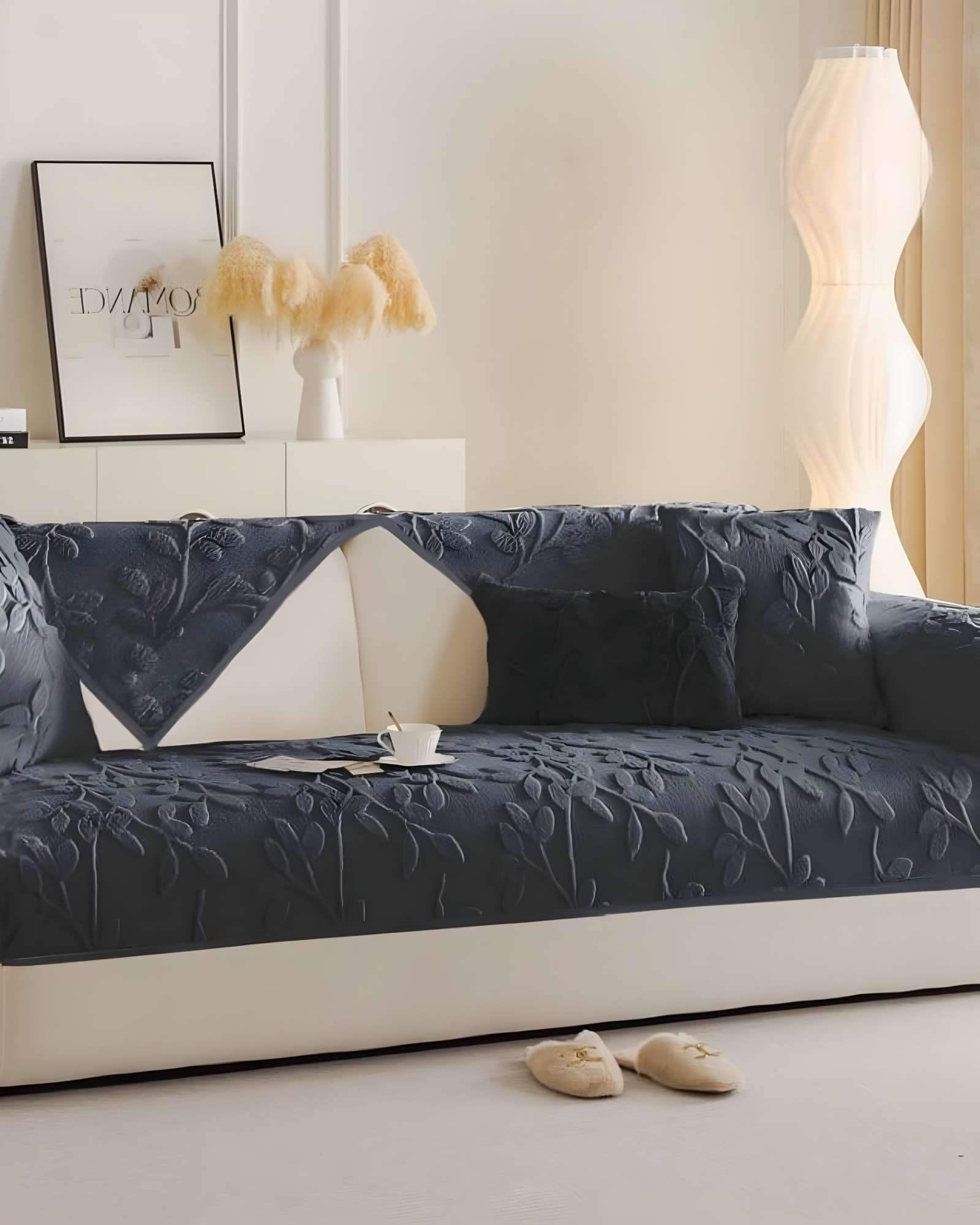 PACK DE 5 FUNDAS PARA SOFA CON DISEÑO H5 GRIS OSCURO - 3