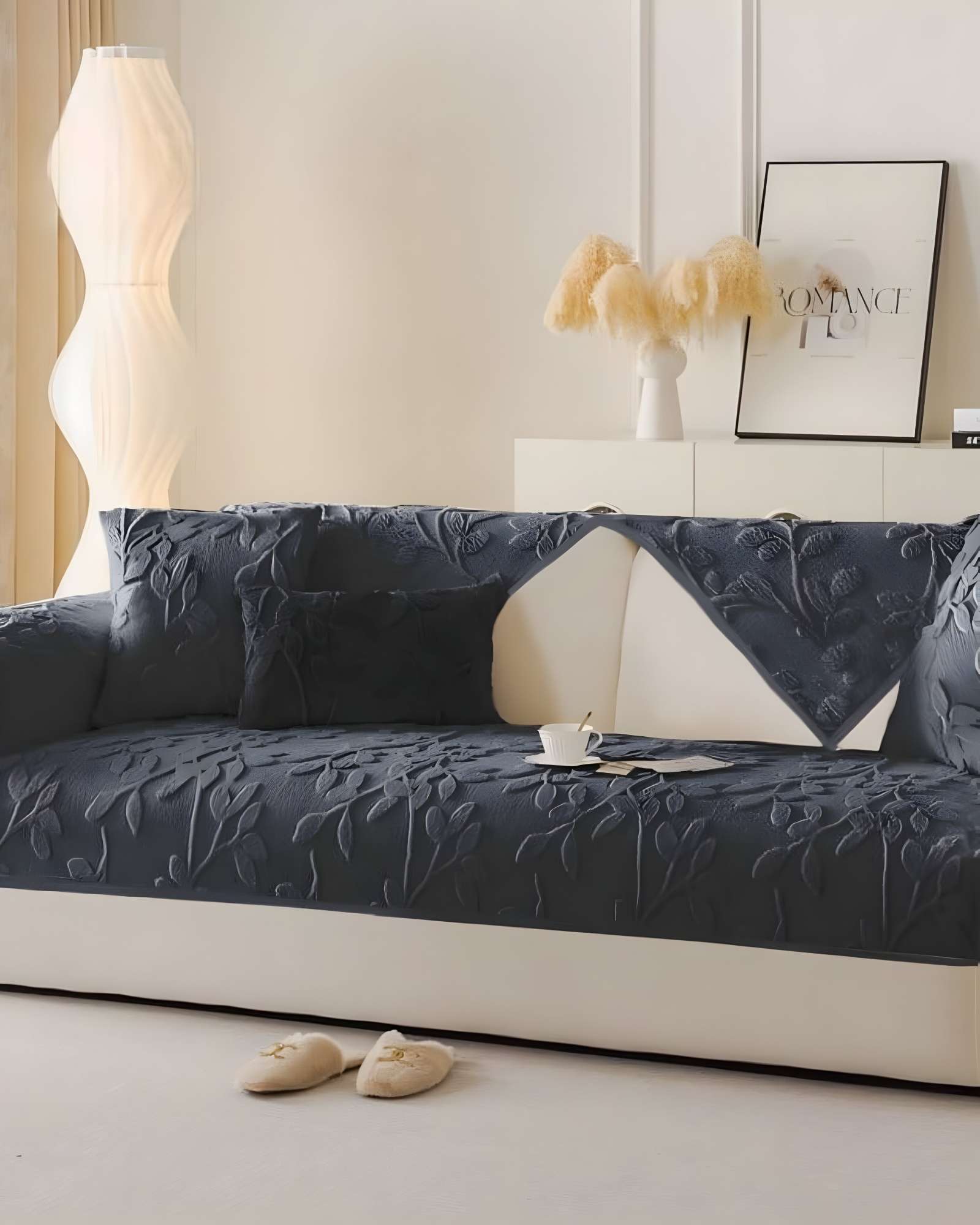PACK DE 5 FUNDAS PARA SOFA CON DISEÑO H5 GRIS OSCURO - 4