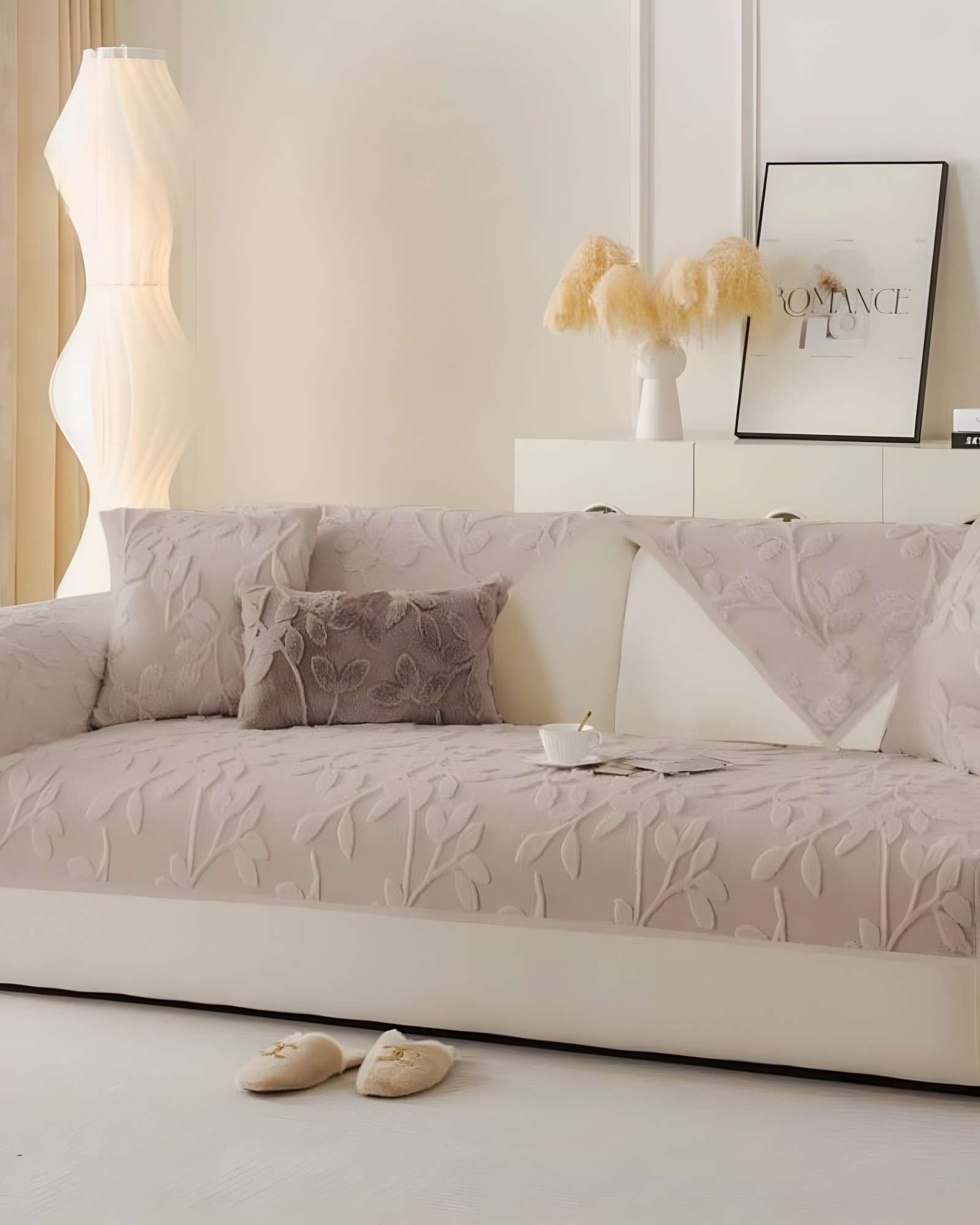 PACK DE 5 FUNDAS PARA SOFA CON DISEÑO H3 BEIGE - 4