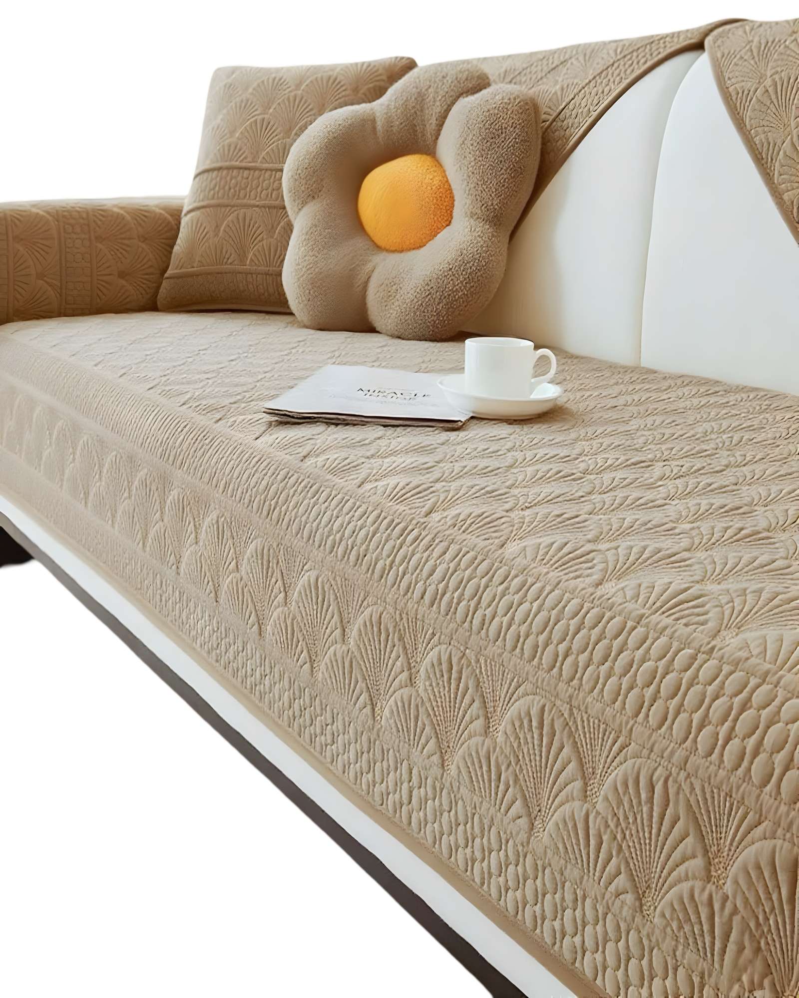 PACK DE 5 FUNDAS PARA SOFA CON DISEÑO F3 BEIGE - 1