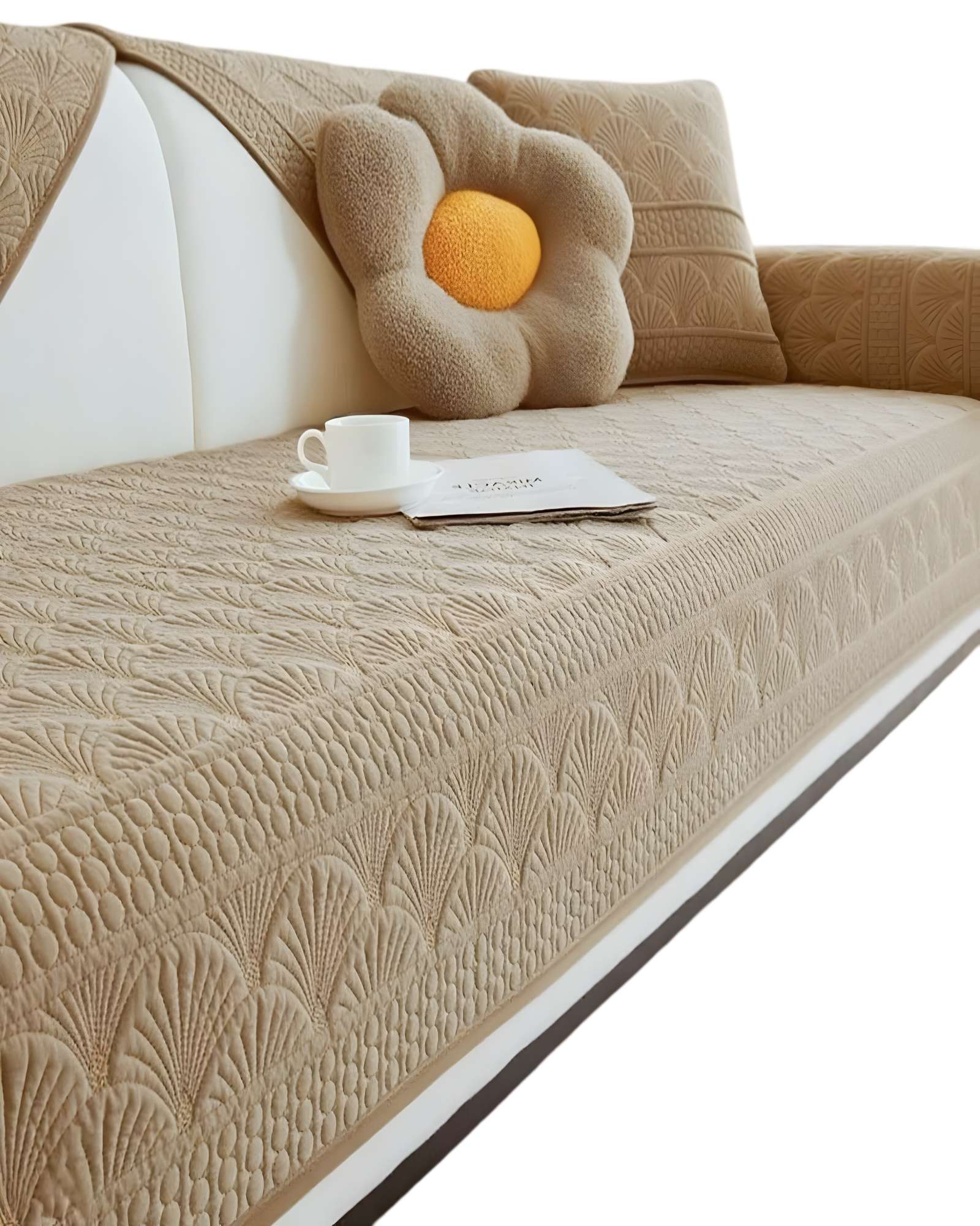 PACK DE 5 FUNDAS PARA SOFA CON DISEÑO F3 BEIGE - 2