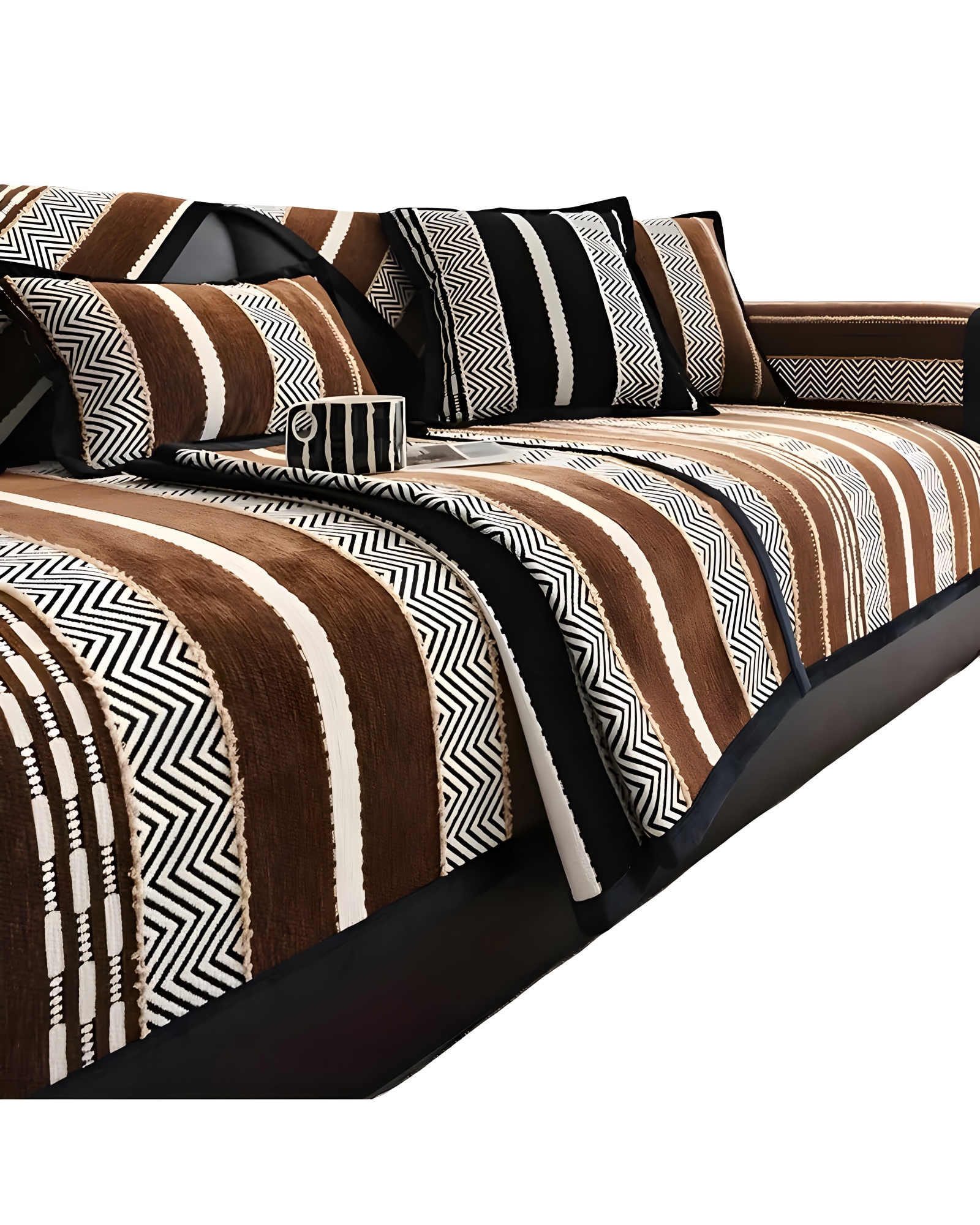 PACK DE 5 FUNDAS PARA SOFA CON DISEÑO R2 CAFE - 1