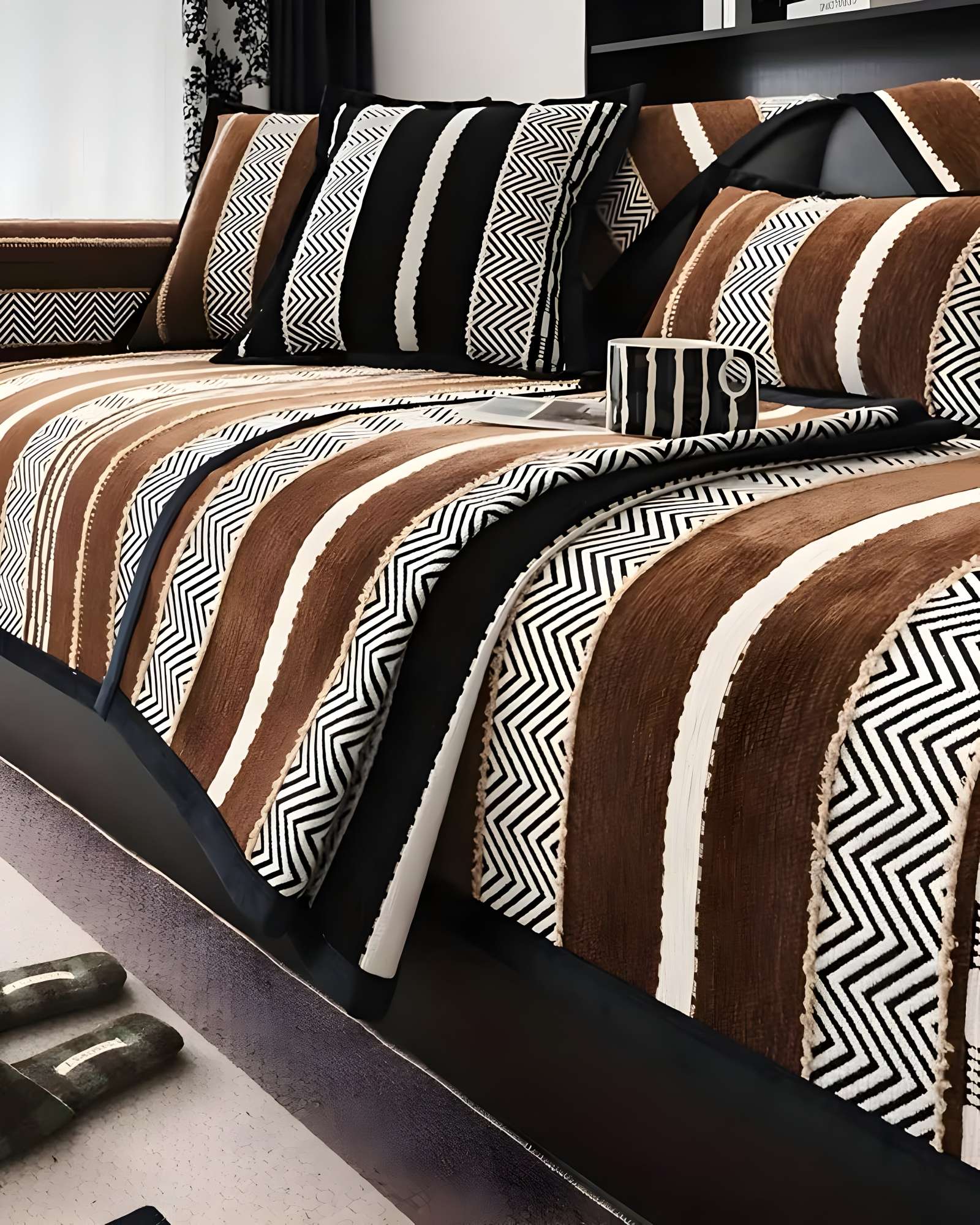 PACK DE 5 FUNDAS PARA SOFA CON DISEÑO R2 CAFE - 4