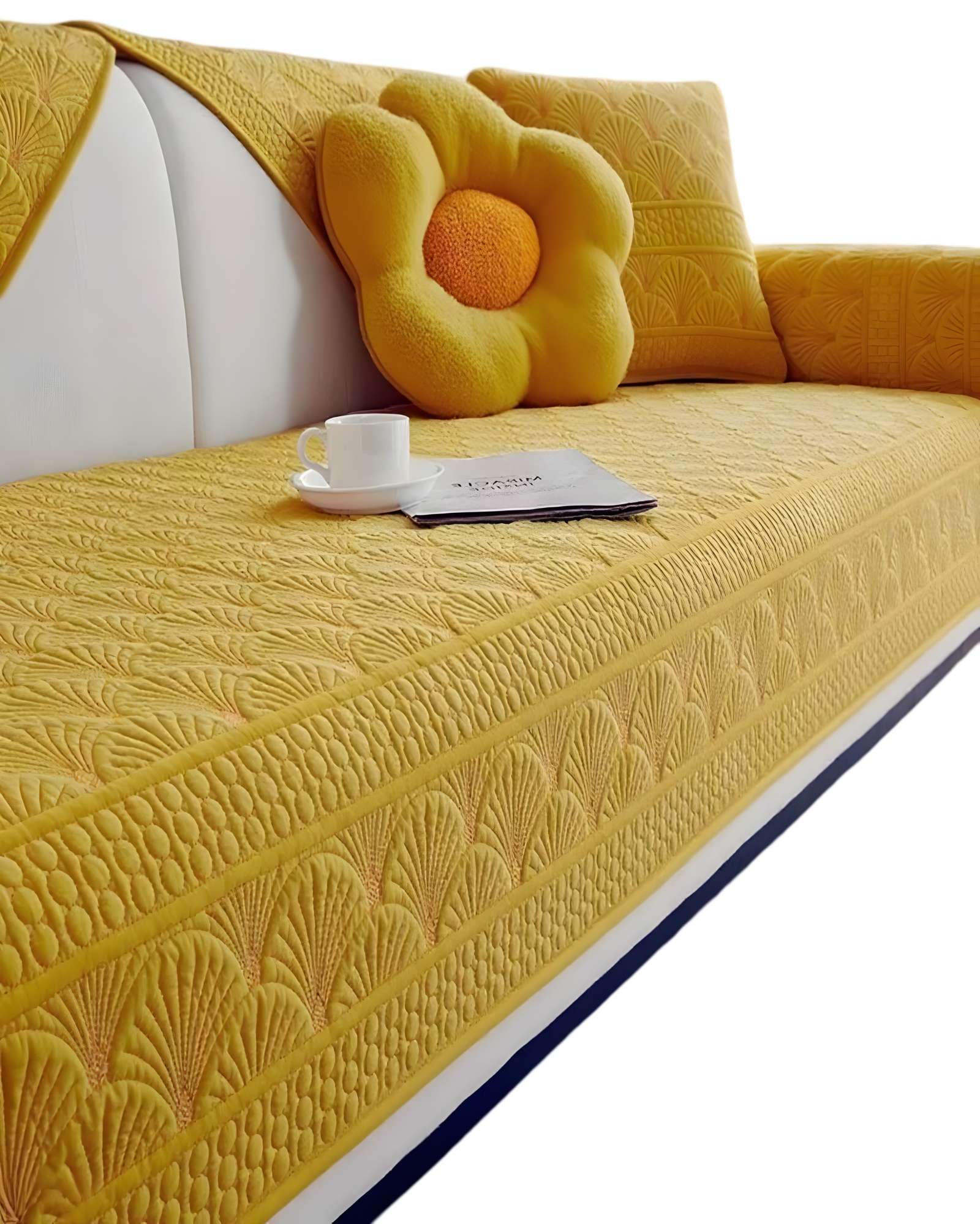 PACK DE 5 FUNDAS PARA SOFA CON DISEÑO F4 AMARILLO - 2
