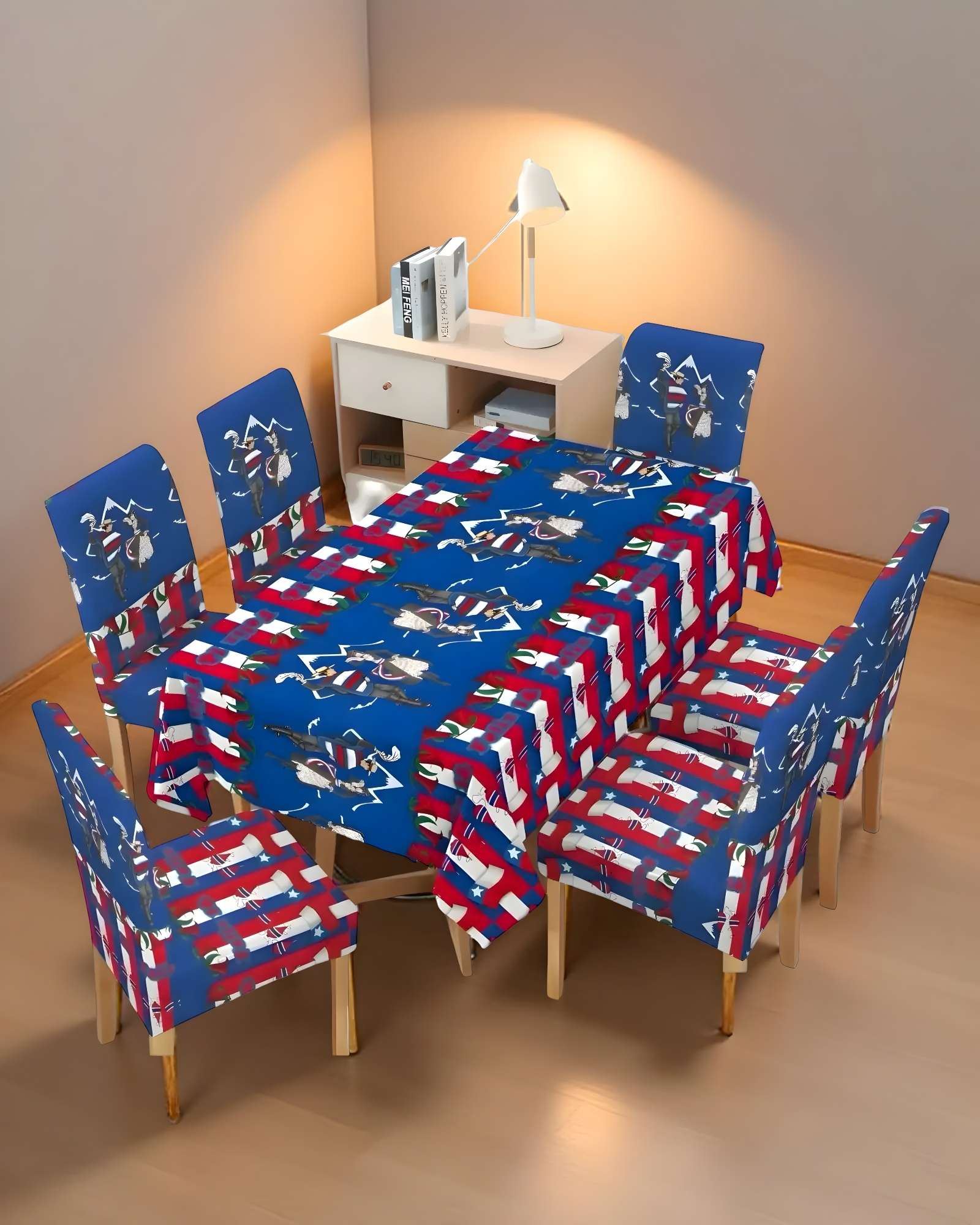 MANTEL FIESTAS PATRIAS DE TELA CON FUNDAS DE SILLAS ELASTICADAS M5 - 3