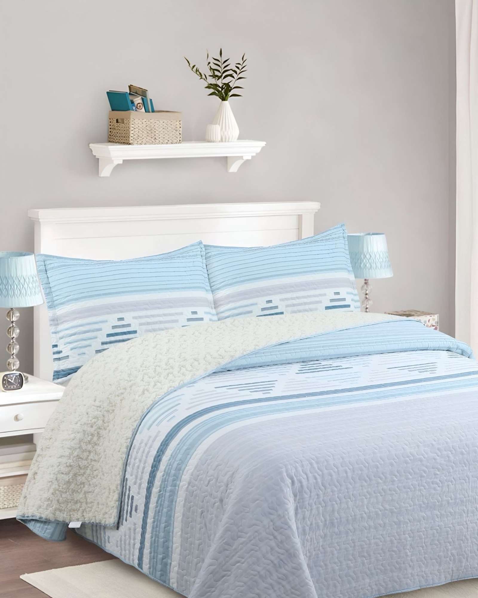 QUILT CON SHERPA 2 PLAZA GRIS 230 CM X 250 CM J16 - 4
