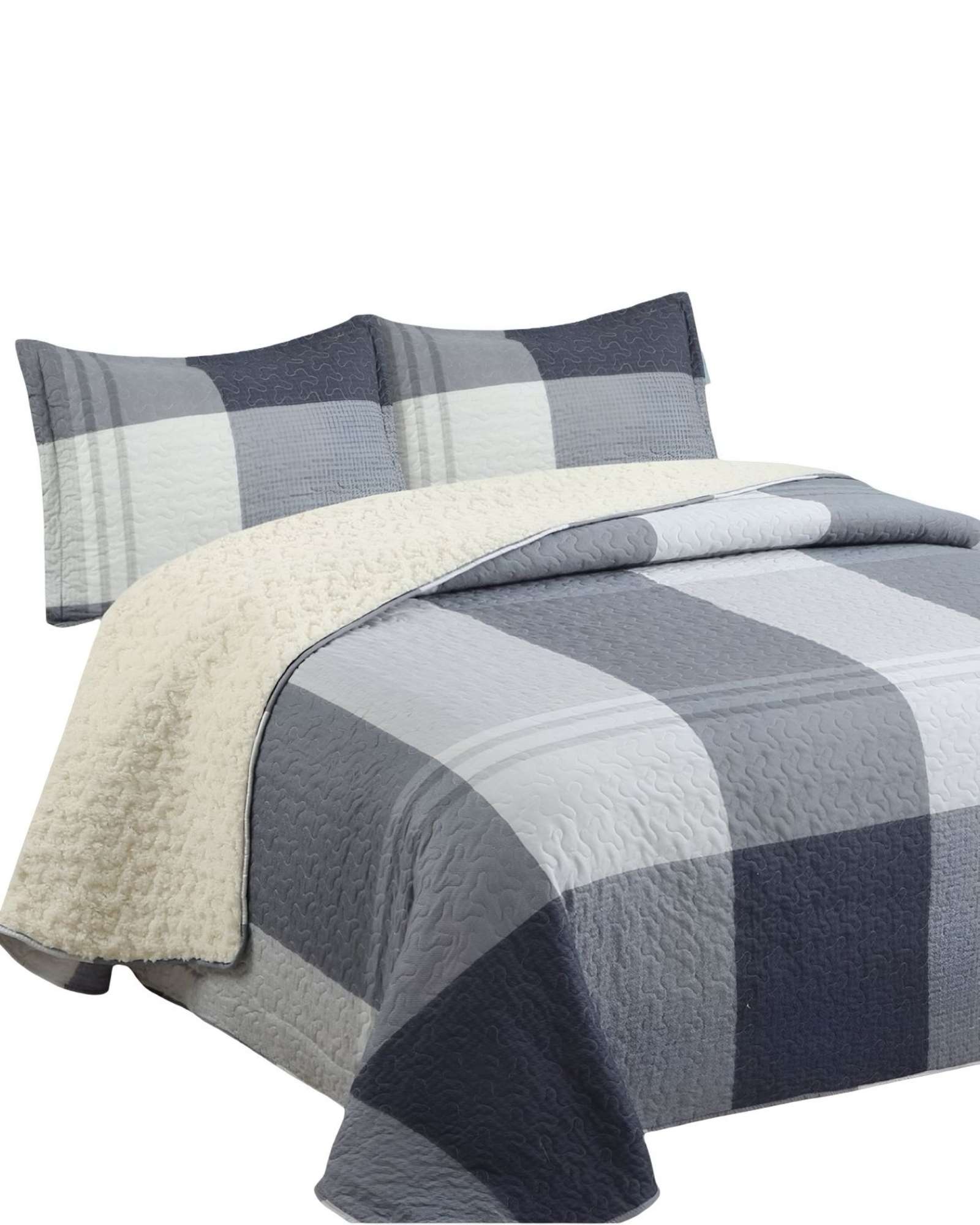 QUILT CON SHERPA 2 PLAZA GRIS 230 CM X 250 CM J17 - 1