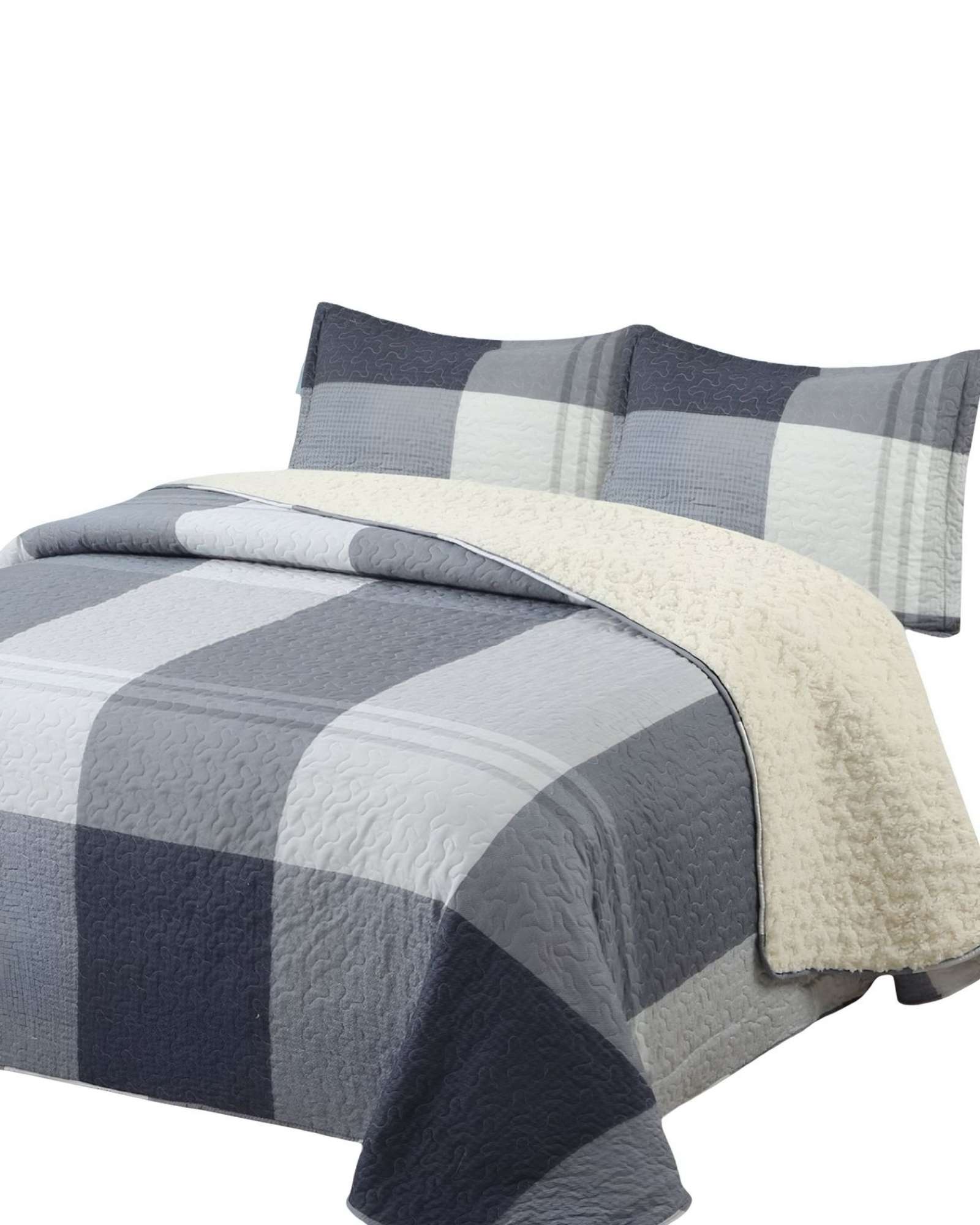 QUILT CON SHERPA 2 PLAZA GRIS 230 CM X 250 CM J17 - 2