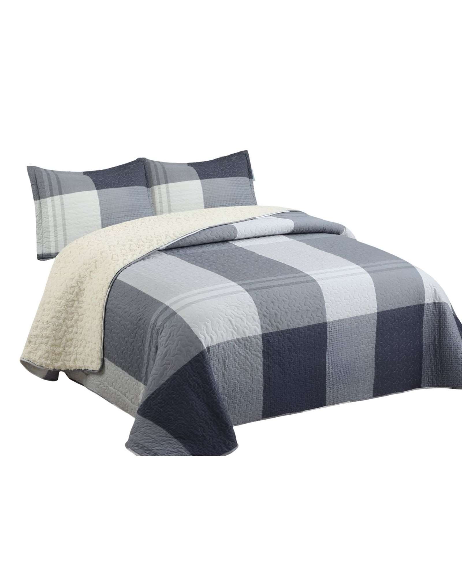 QUILT CON SHERPA 2 PLAZA GRIS 230 CM X 250 CM J17 - 3
