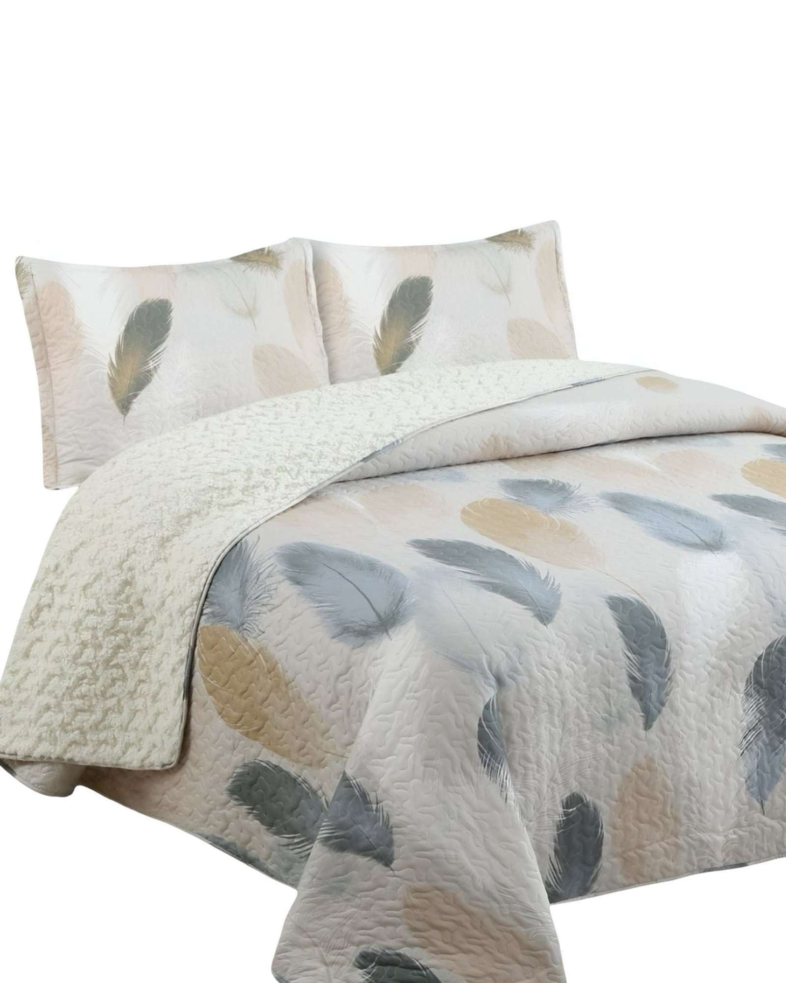 QUILT CON SHERPA 2 PLAZA BEIGE 230 CM X 250 CM J15 - 3