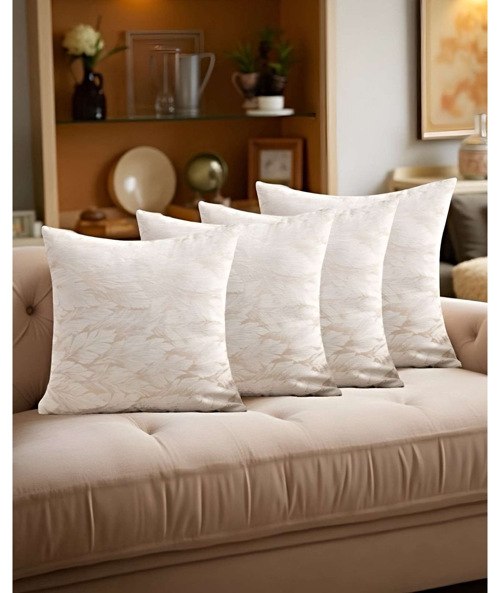 PACK DE 4 FUNDAS DE COJINES DISEÑO HOJA 45CM X 45 CM C5 - 4