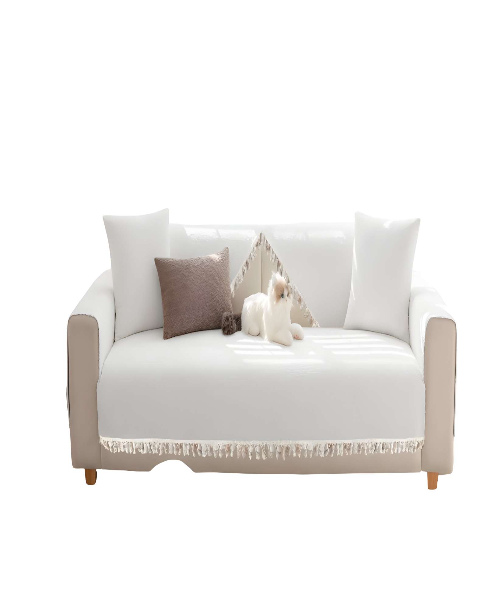 PACK DE 5 FUNDAS DE SILLON CON FLECOS BLANCO - 1