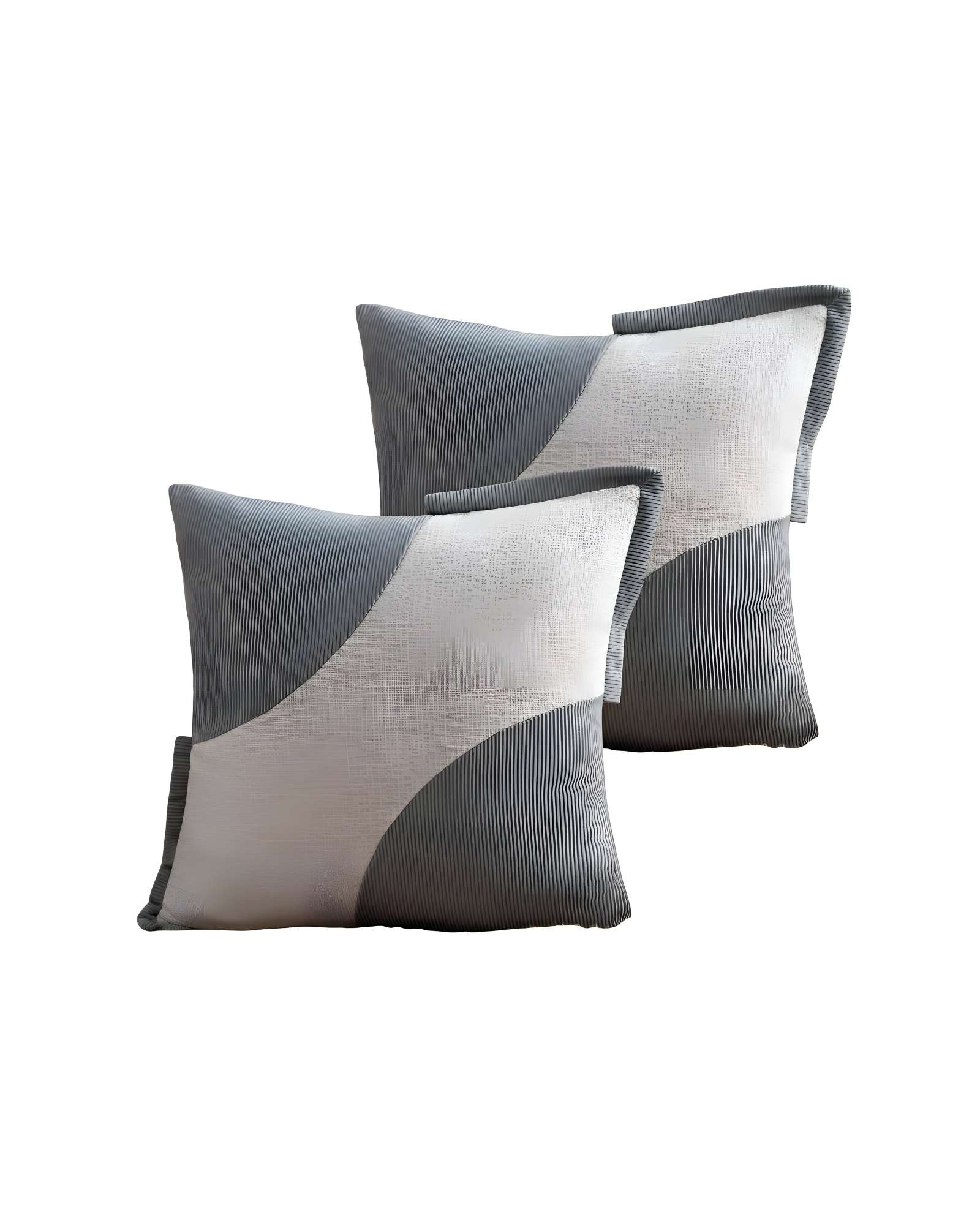 PACK DE 2 FUNDAS DE COJINES DISEÑO TELA PANA EMPALMADO 45CM X 45 CM GRIS CLARO - 1