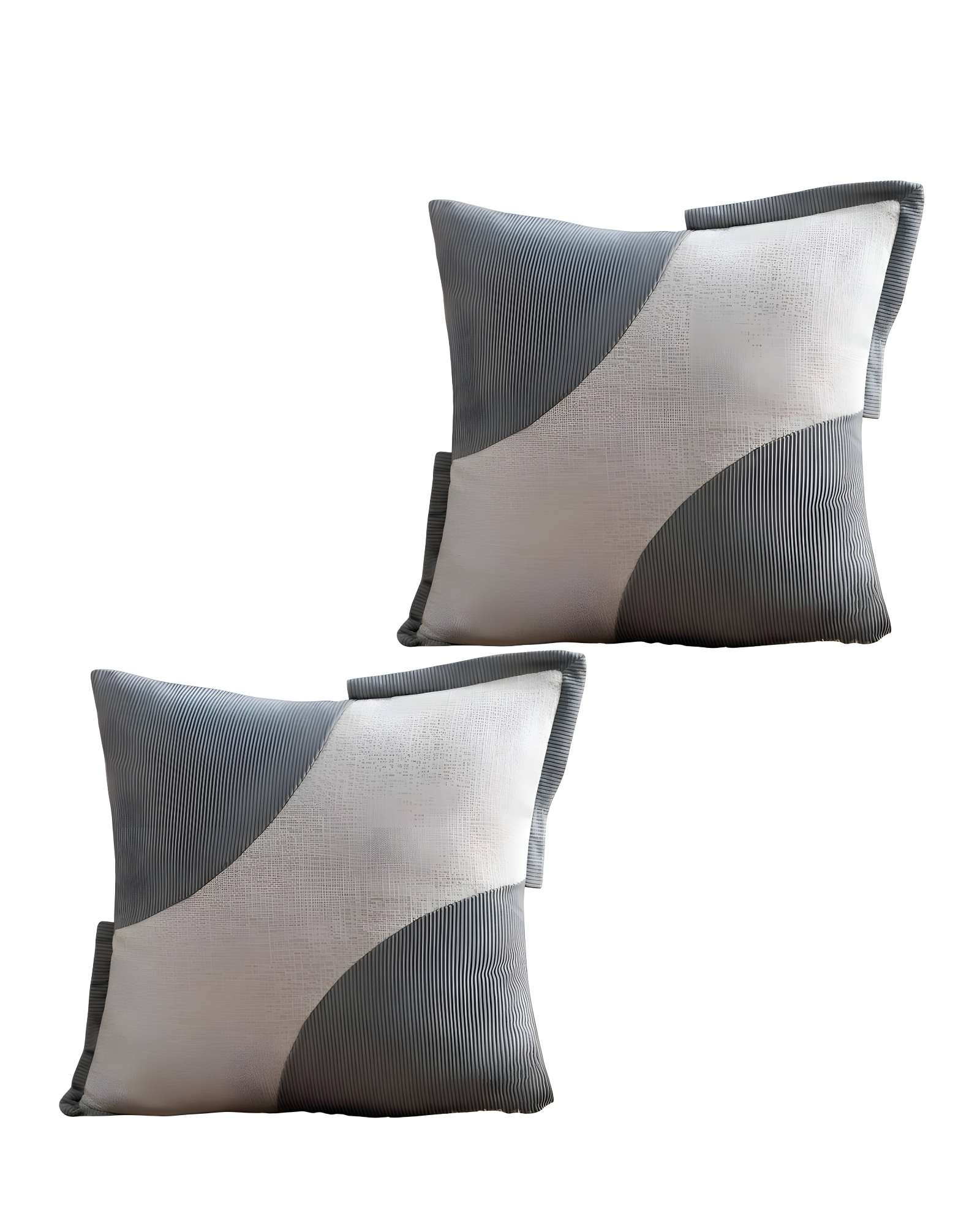 PACK DE 2 FUNDAS DE COJINES DISEÑO TELA PANA EMPALMADO 45CM X 45 CM GRIS CLARO - 3