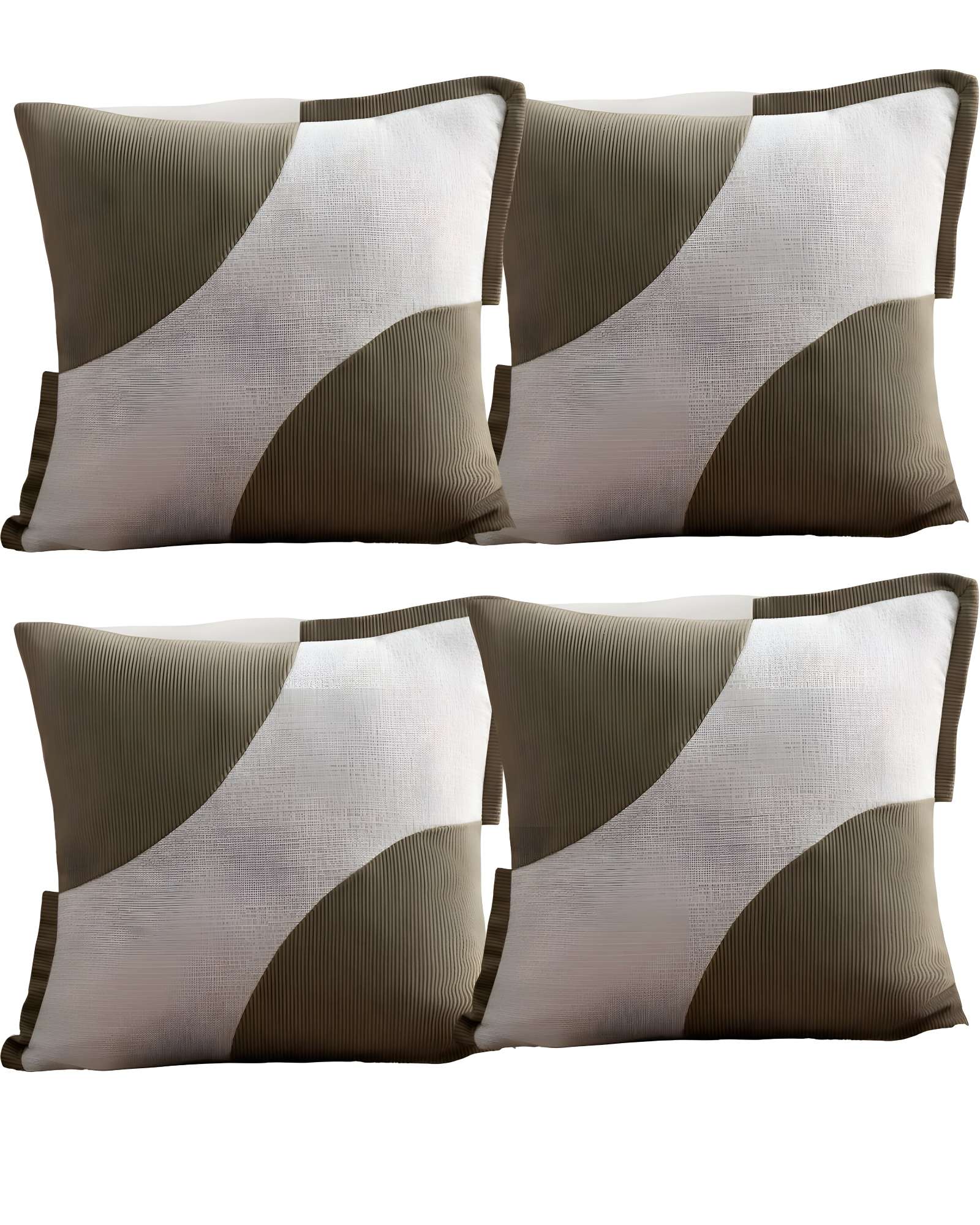 PACK DE 4 FUNDAS DE COJINES DISEÑO TELA PANA EMPALMADO 45CM X 45 CM VERDE OLIVA - 1