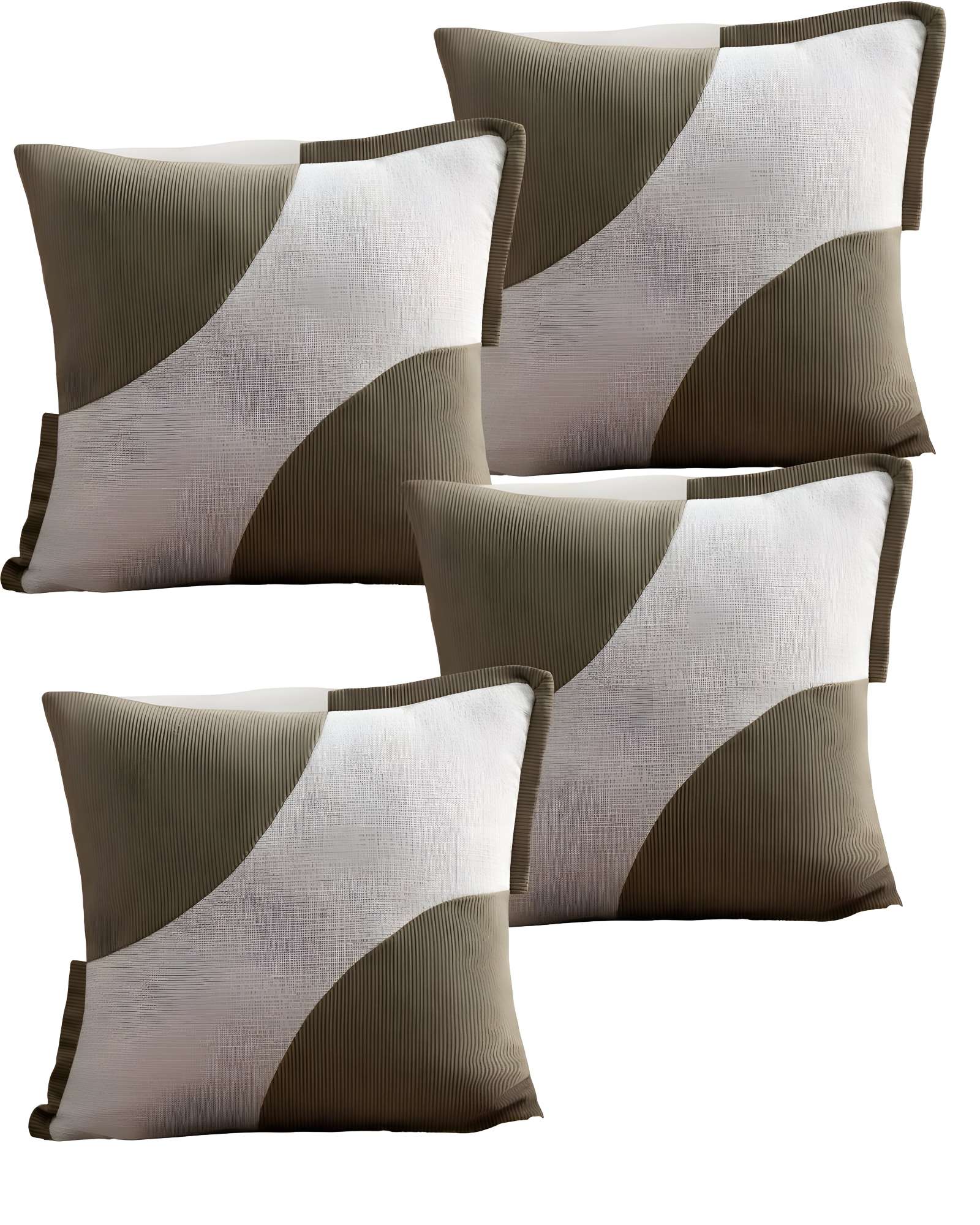PACK DE 4 FUNDAS DE COJINES DISEÑO TELA PANA EMPALMADO 45CM X 45 CM VERDE OLIVA - 3