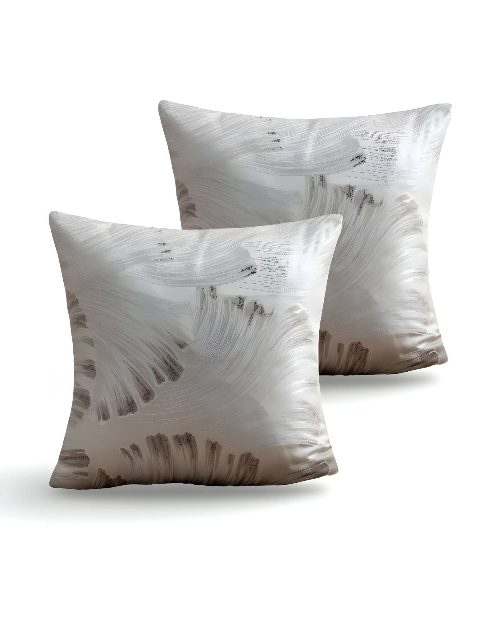 PACK DE 2 FUNDAS DE COJINES SATIN DISEÑO HOJAS 45CM X 45 CM BLANCO - 3