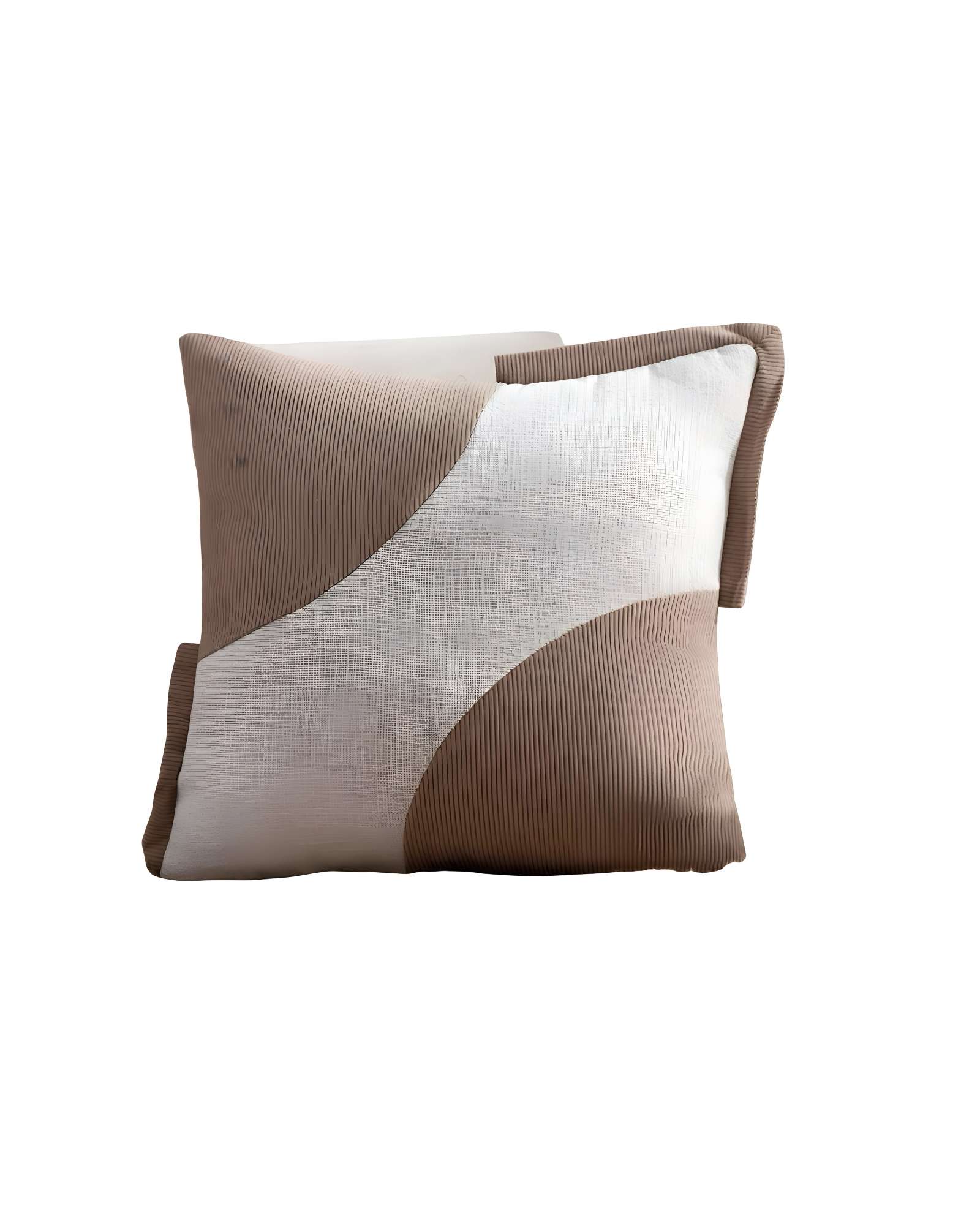 PACK DE 2 FUNDAS DE COJINES DISEÑO TELA PANA EMPALMADO 45CM X 45 CM CAFE - 2
