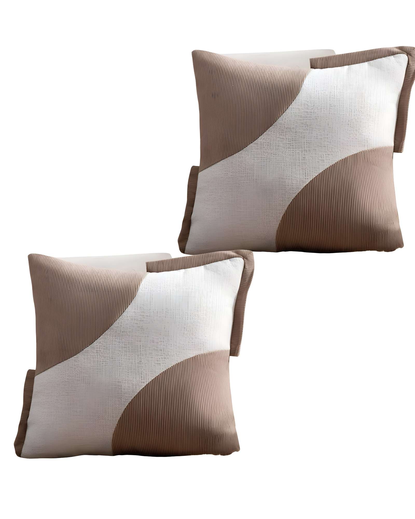 PACK DE 2 FUNDAS DE COJINES DISEÑO TELA PANA EMPALMADO 45CM X 45 CM CAFE - 3