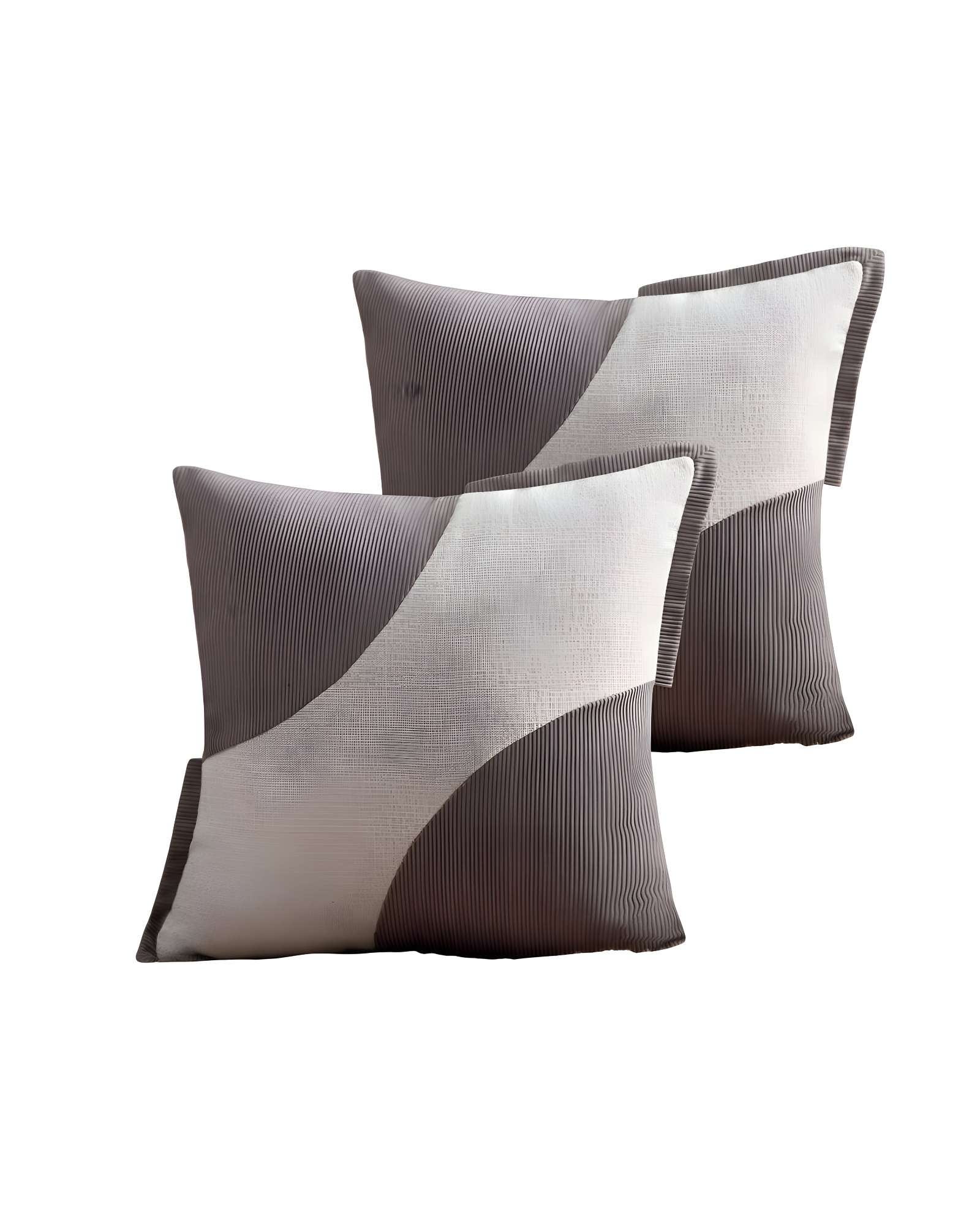PACK DE 2 FUNDAS DE COJINES DISEÑO TELA PANA EMPALMADO 45CM X 45 CM GRIS - 1