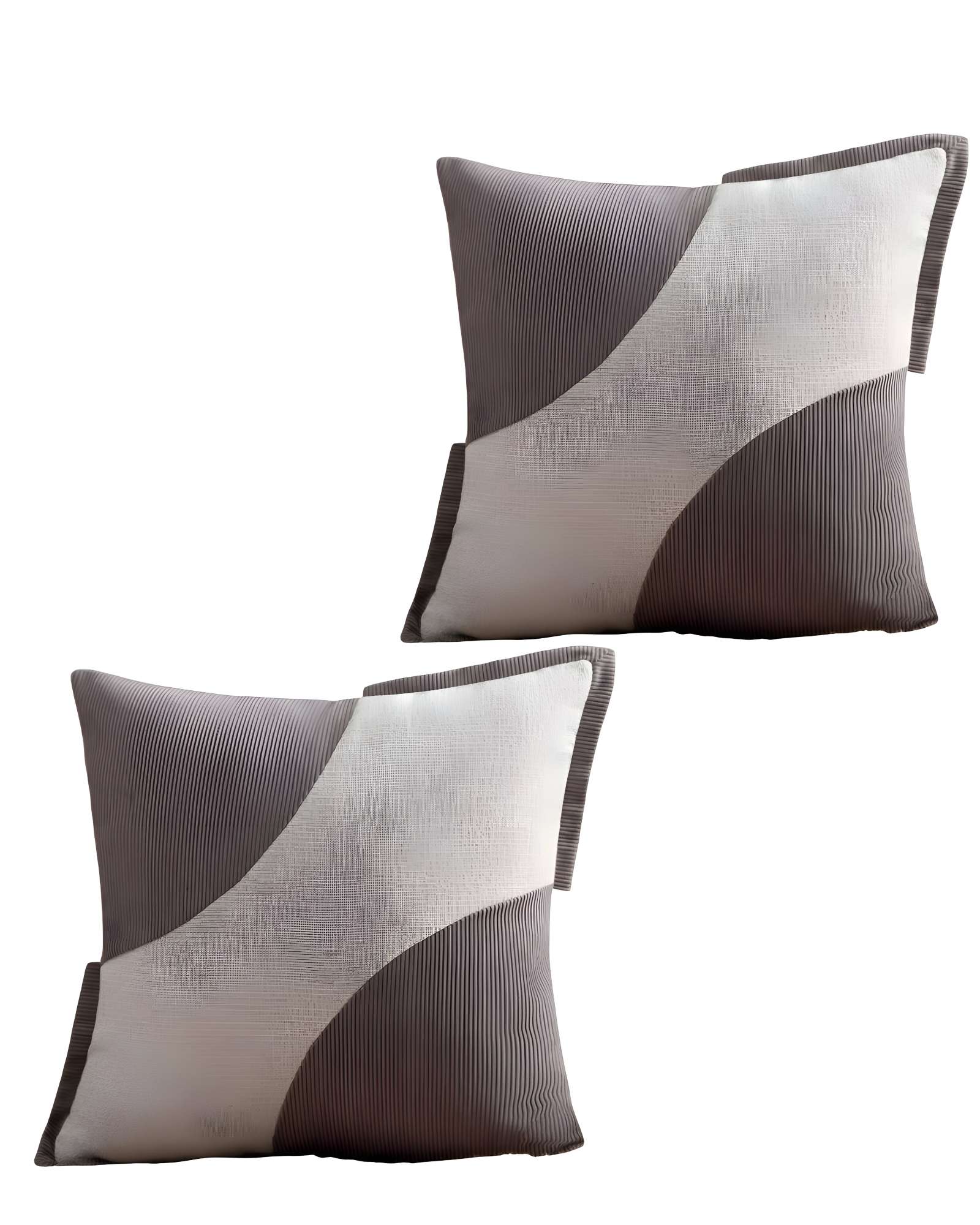PACK DE 2 FUNDAS DE COJINES DISEÑO TELA PANA EMPALMADO 45CM X 45 CM GRIS - 3