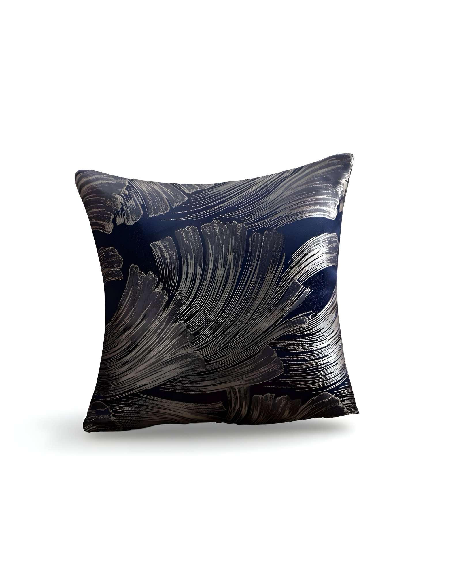 PACK DE 2 FUNDAS DE COJINES SATIN DISEÑO HOJAS 45CM X 45 CM AZUL - 2