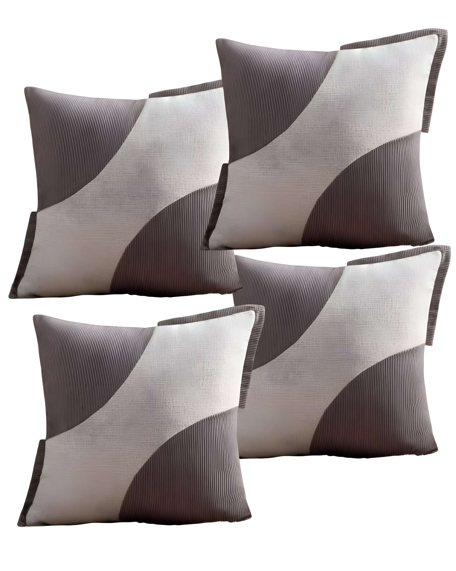 PACK DE 4 FUNDAS DE COJINES DISEÑO TELA PANA EMPALMADO 45CM X 45 CM GRIS - 3