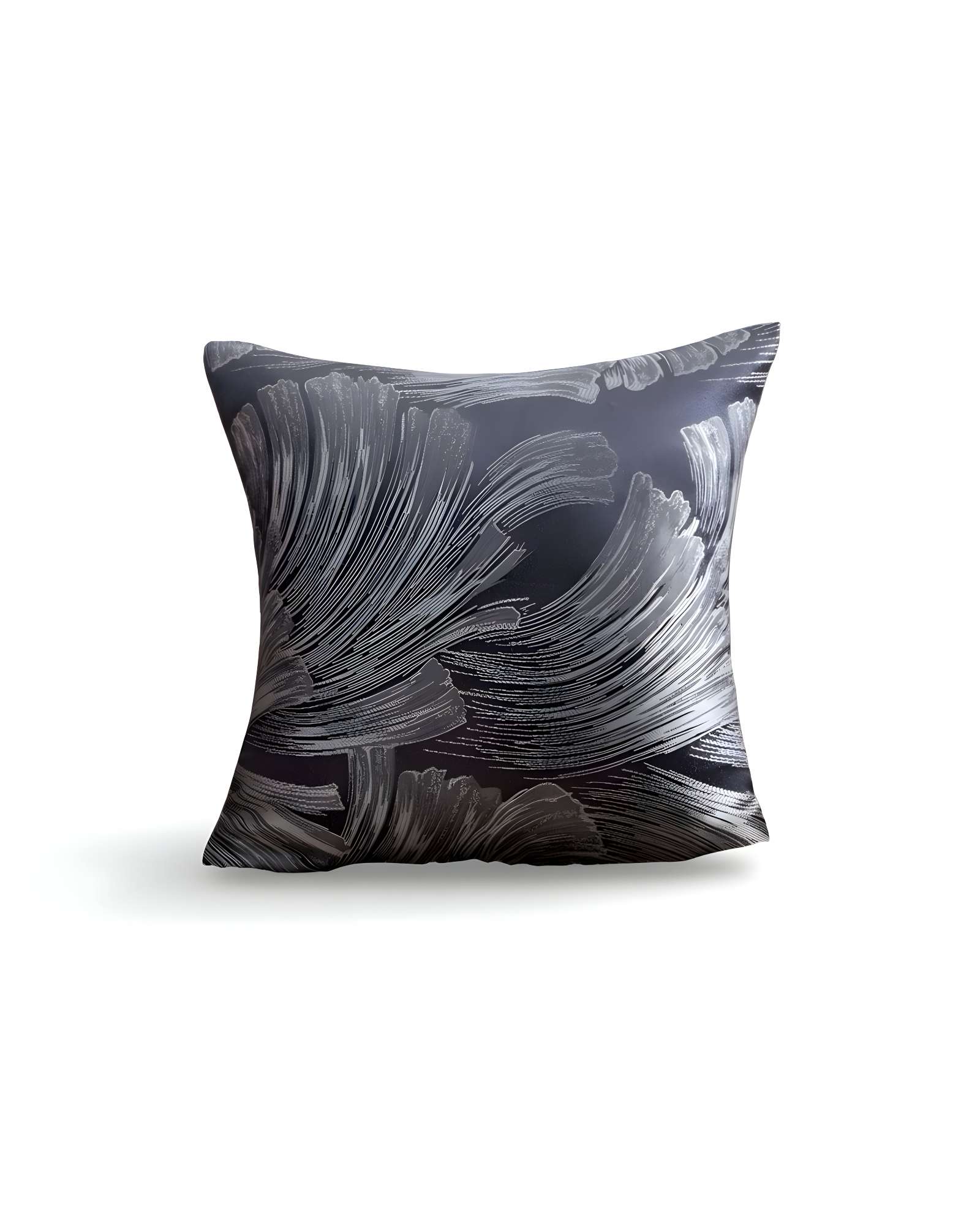 PACK DE 4 FUNDAS DE COJINES SATIN DISEÑO HOJAS 45CM X 45 CM GRIS - 2