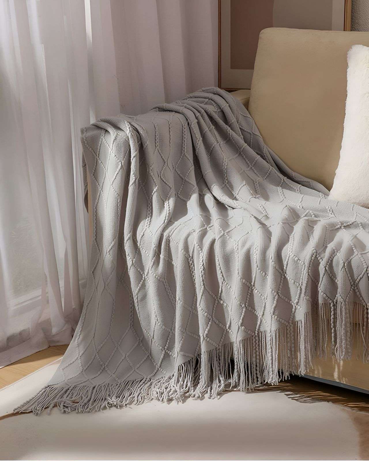 MANTA MULTIUSOS CON FLECOS 127X152 CM GRIS - 4