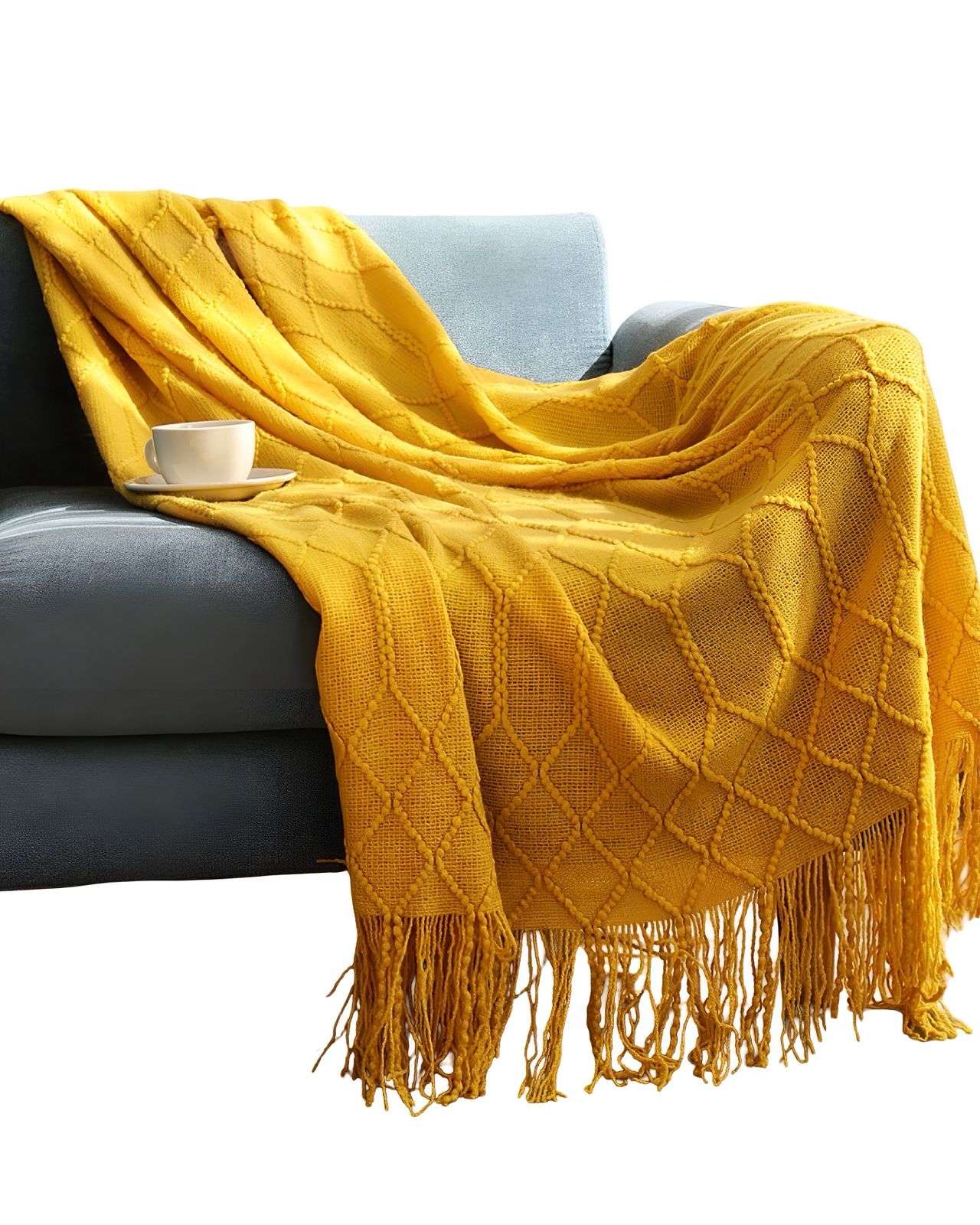 MANTA MULTIUSOS CON FLECOS 127X152 CM AMARILLO - 1