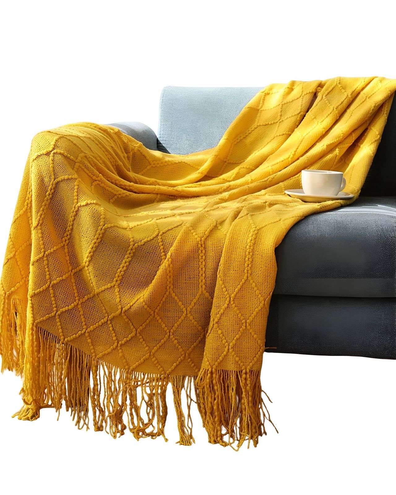MANTA MULTIUSOS CON FLECOS 127X152 CM AMARILLO - 2