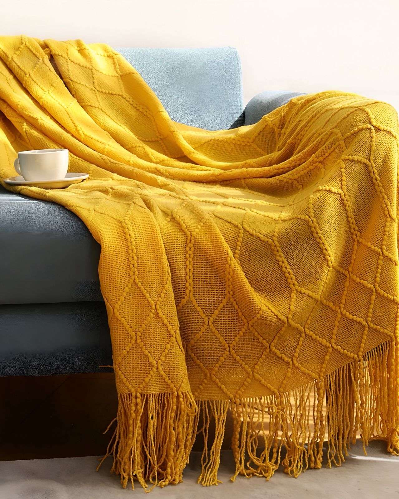 MANTA MULTIUSOS CON FLECOS 127X152 CM AMARILLO - 4