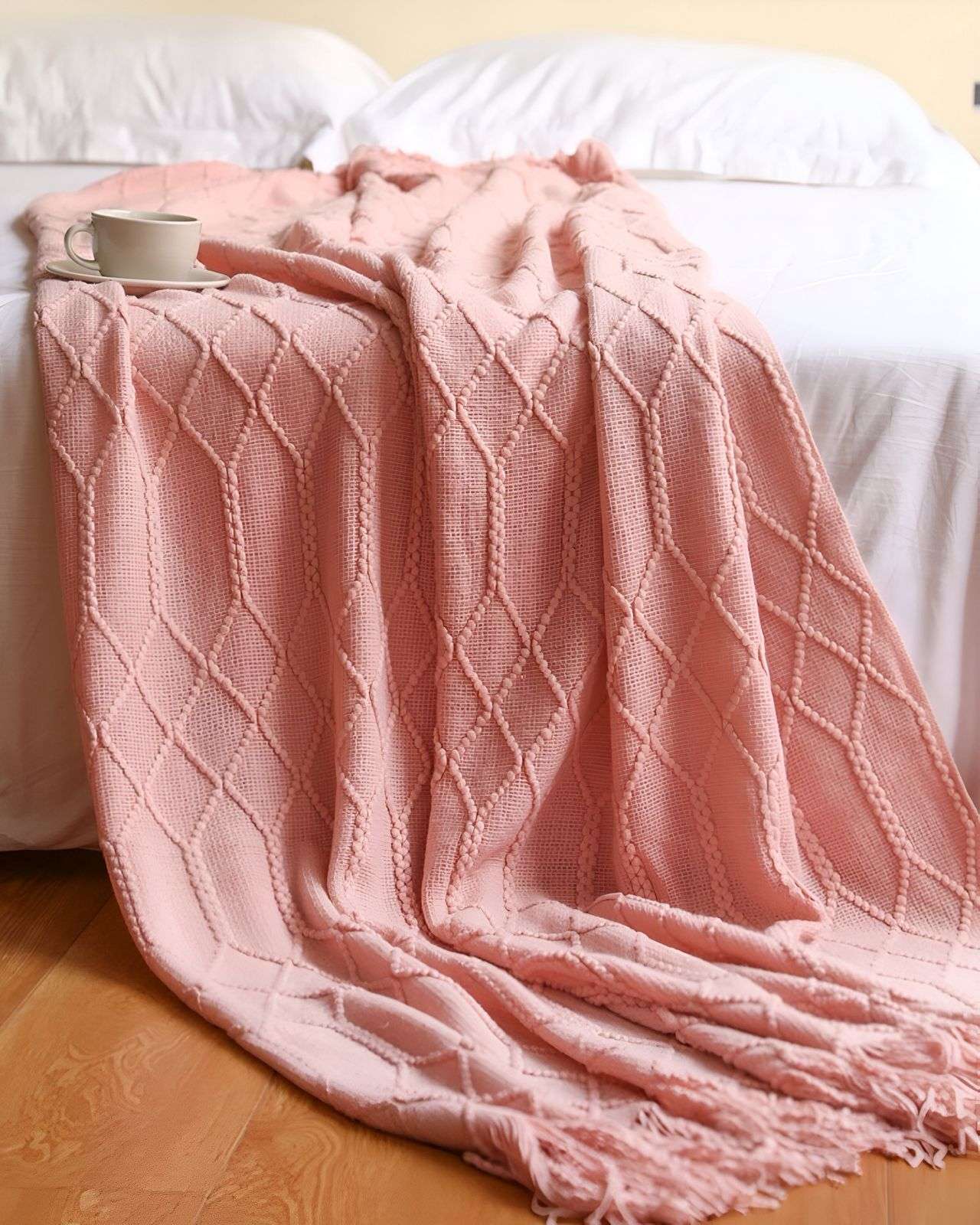 MANTA MULTIUSOS CON FLECOS 127X152 CM ROSADO - 4