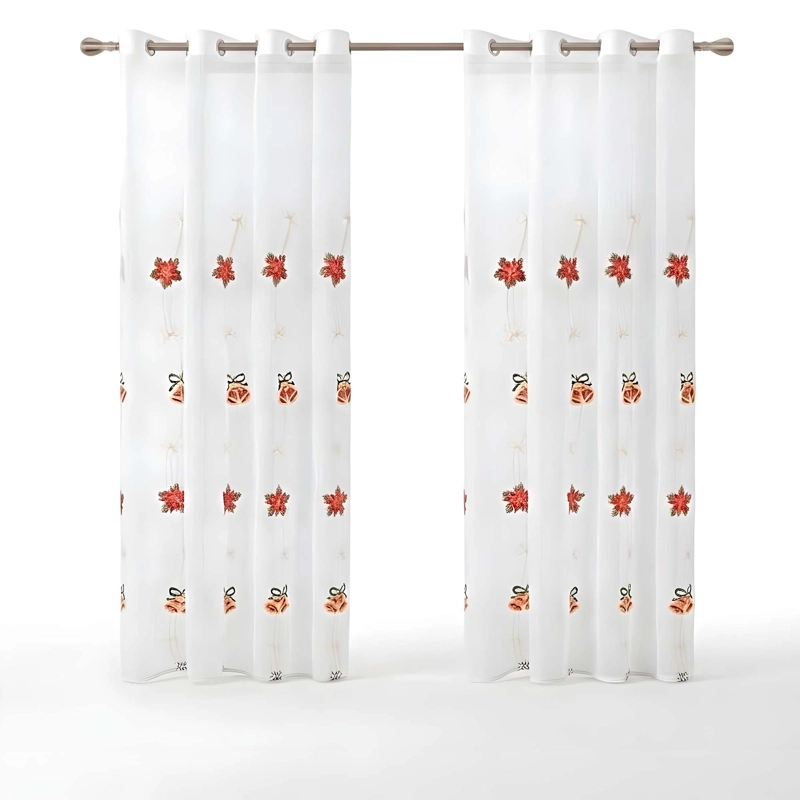 2 PANEL DE CORTINA VISILLO TRANSPARENTE DISEÑO NAVIDEÑO 140X230 CM V1 - 3